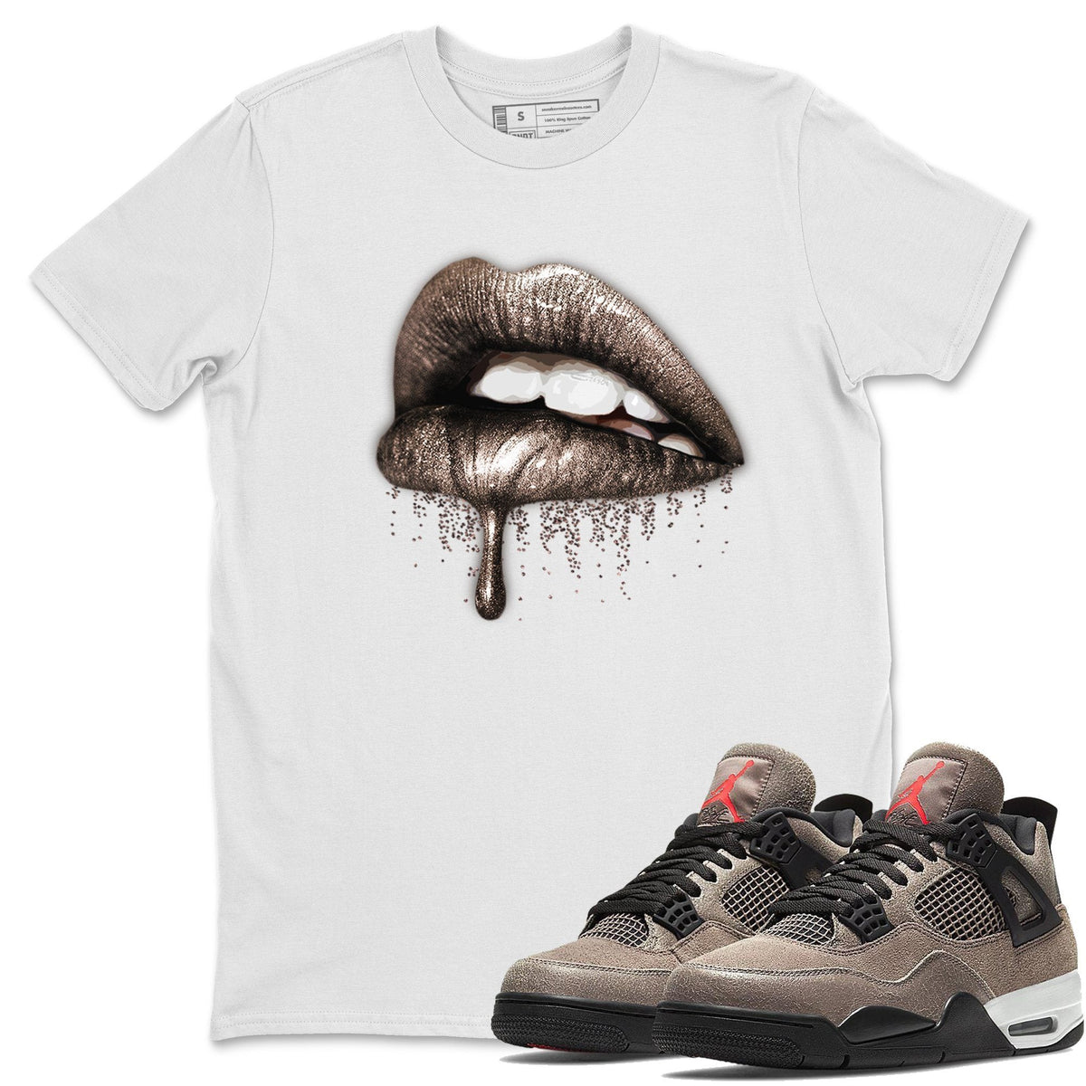 Jordan 4 Taupe Haze Shirt To Match Jordans Dripping Lips Sneaker Tees Jordan 4 Taupe Haze Drip Gear Zone Sneaker Matching Clothing Unisex Shirts