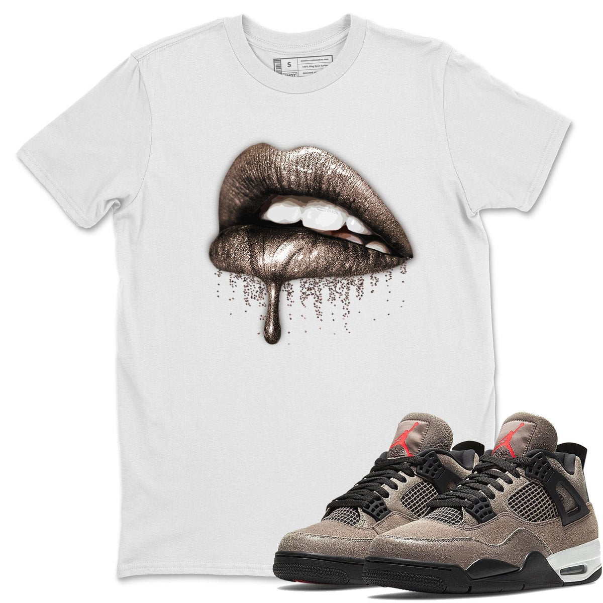 Jordan 4 Taupe Haze Shirt To Match Jordans Dripping Lips Sneaker Tees Jordan 4 Taupe Haze Drip Gear Zone Sneaker Matching Clothing Unisex Shirts
