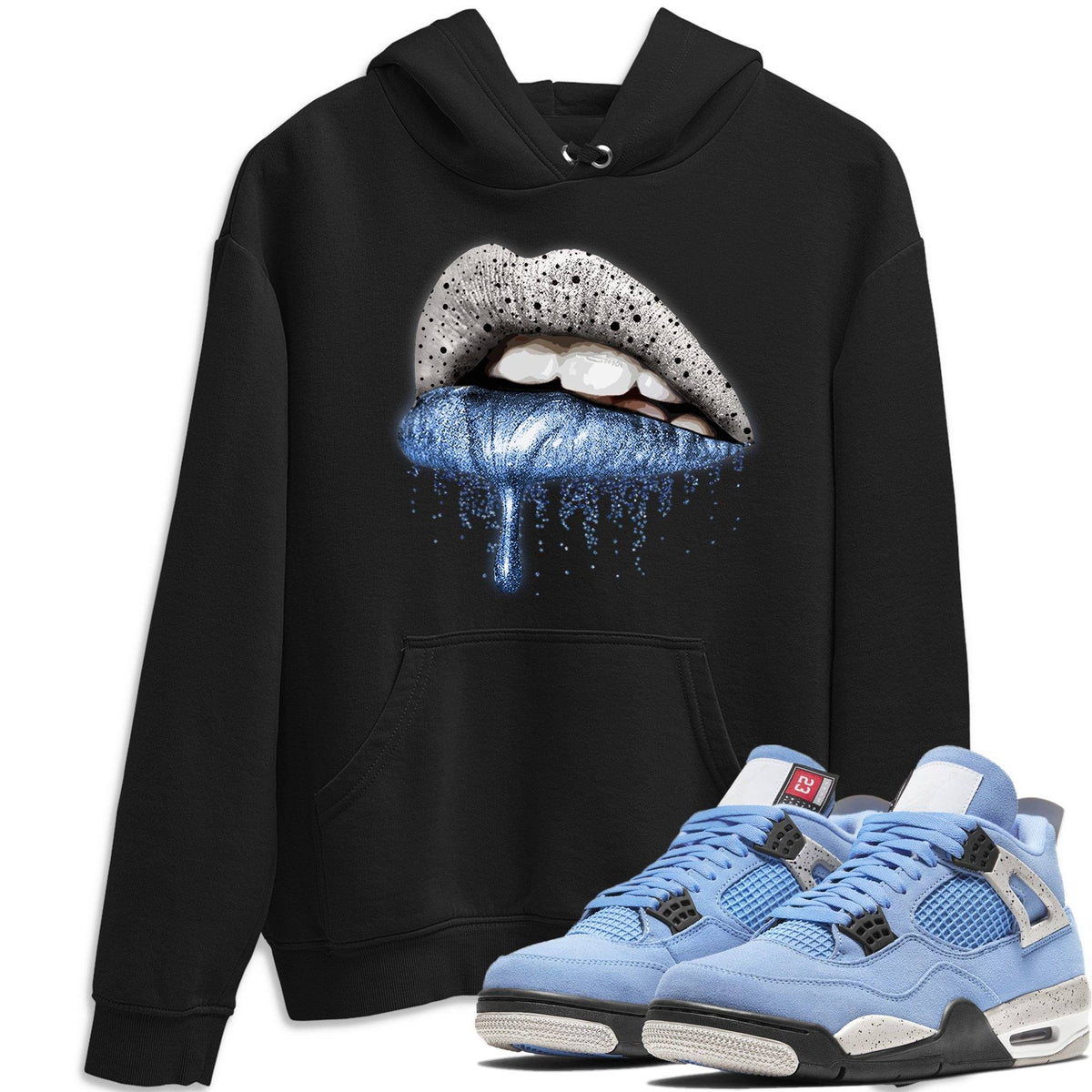 Jordan 4 University Blue Shirt To Match Jordans Dripping Lips Sneaker Tees Jordan 4 University Blue Drip Gear Zone Sneaker Matching Clothing Unisex Shirts
