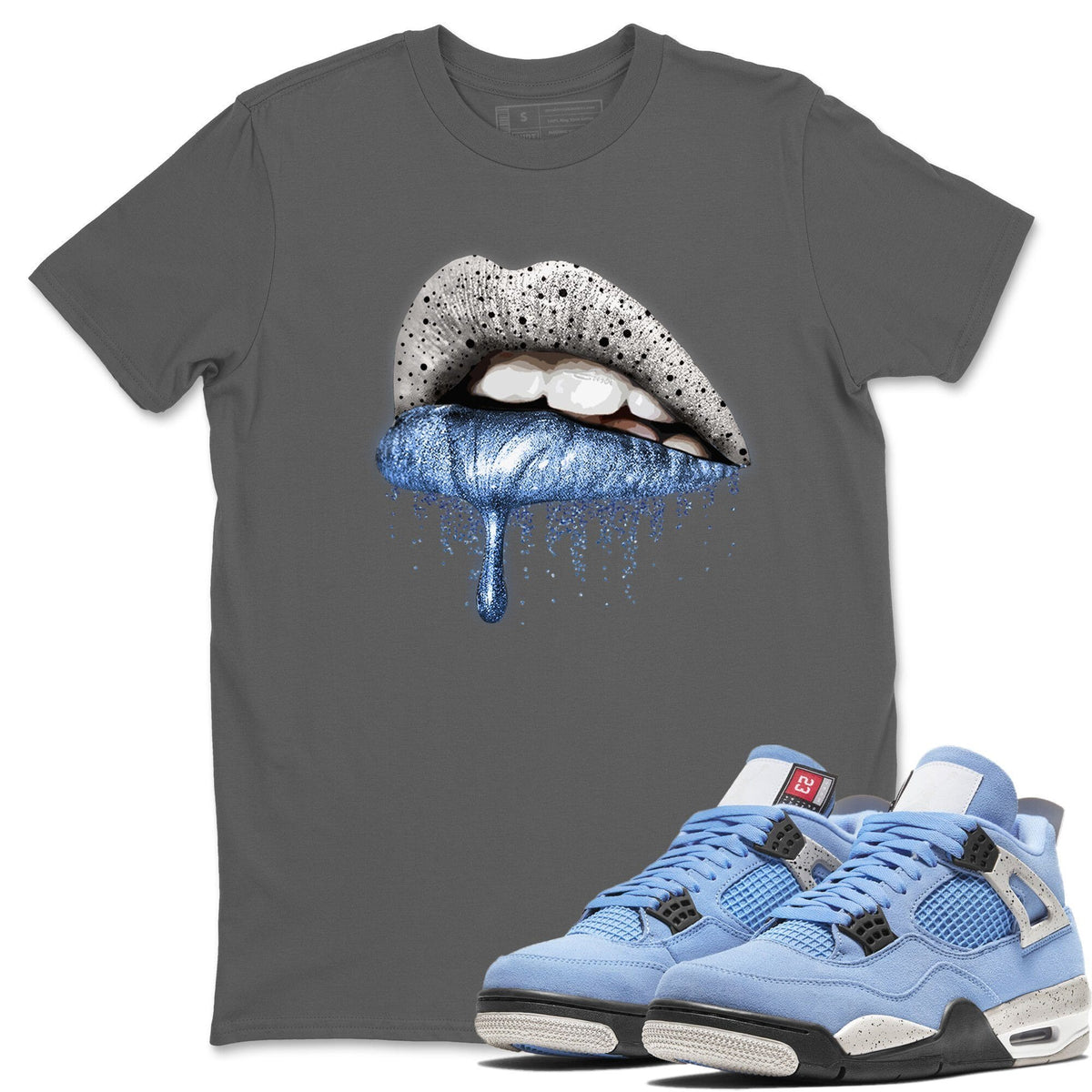 Jordan 4 University Blue Shirt To Match Jordans Dripping Lips Sneaker Tees Jordan 4 University Blue Drip Gear Zone Sneaker Matching Clothing Unisex Shirts