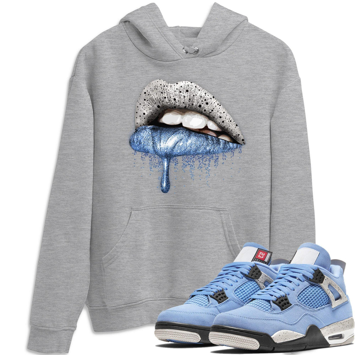 Jordan 4 University Blue Shirt To Match Jordans Dripping Lips Sneaker Tees Jordan 4 University Blue Drip Gear Zone Sneaker Matching Clothing Unisex Shirts