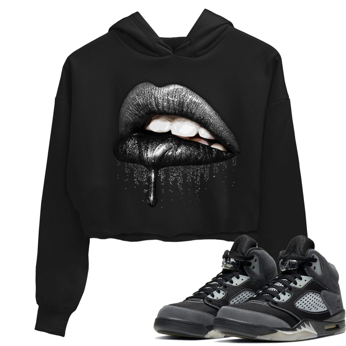 Jordan 5 Anthracite Sneaker Matching T-Shirt Dripping Lips Sneaker Tees Jordan 5 Anthracite Sneaker Release Tees Women's Shirts