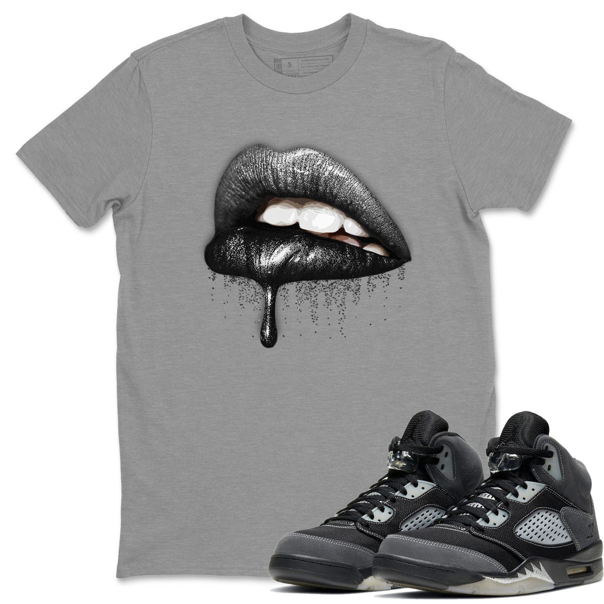 Jordan 5 Anthracite Shirt To Match Jordans Dripping Lips Sneaker Tees Jordan 5 Anthracite Drip Gear Zone Sneaker Matching Clothing Unisex Shirts