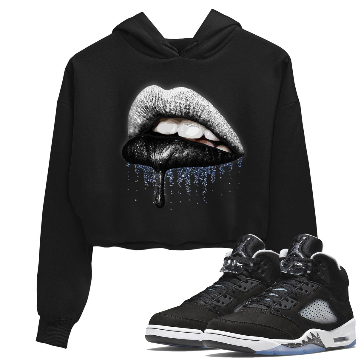 Jordan 5 Moonlight Sneaker Matching T-Shirt Dripping Lips Sneaker Tees Jordan 5 Moonlight Sneaker Release Tees Women's Shirts