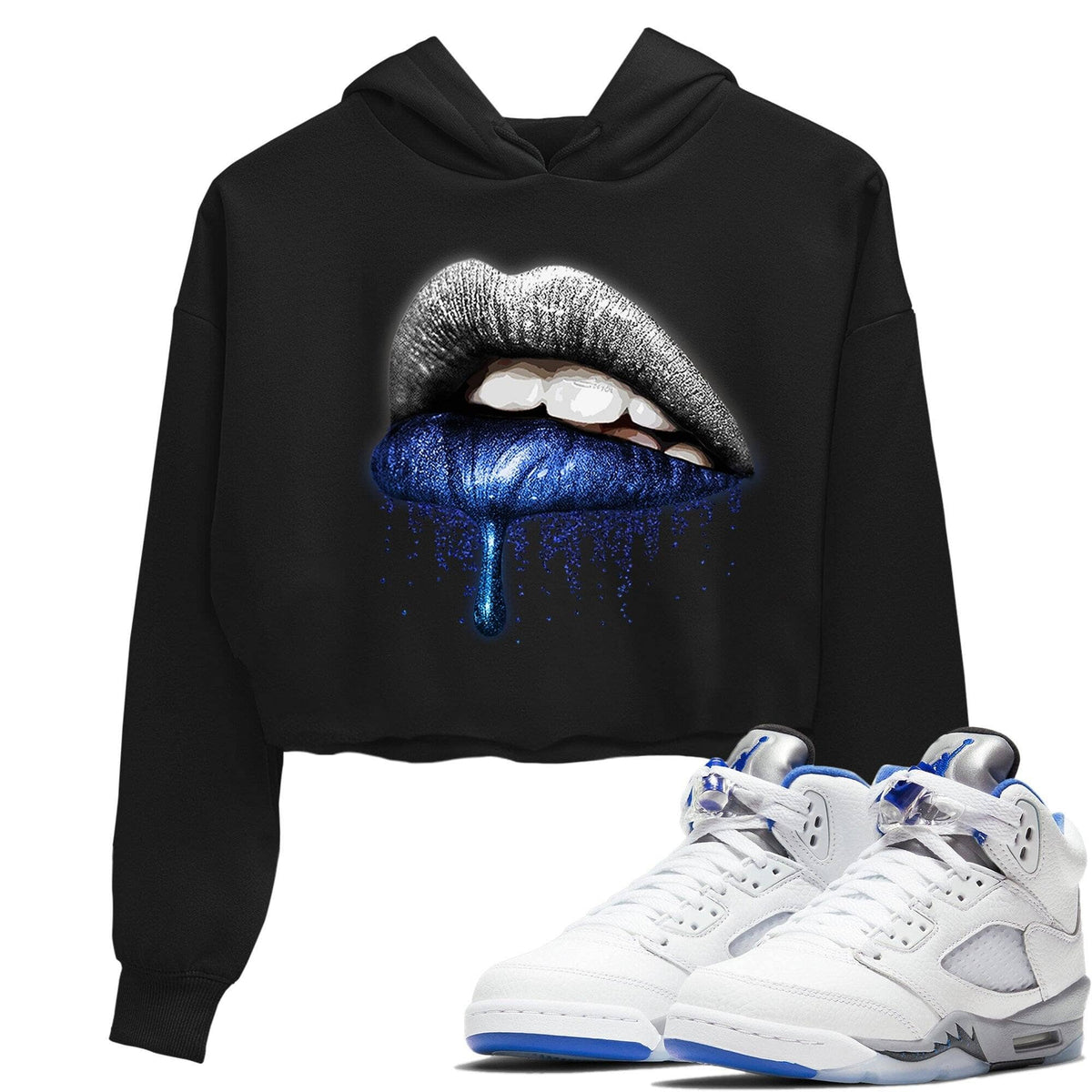 Jordan 5 Stealth Sneaker Matching T-Shirt Dripping Lips Sneaker Tees Jordan 5 Stealth Sneaker Release Tees Women's Shirts
