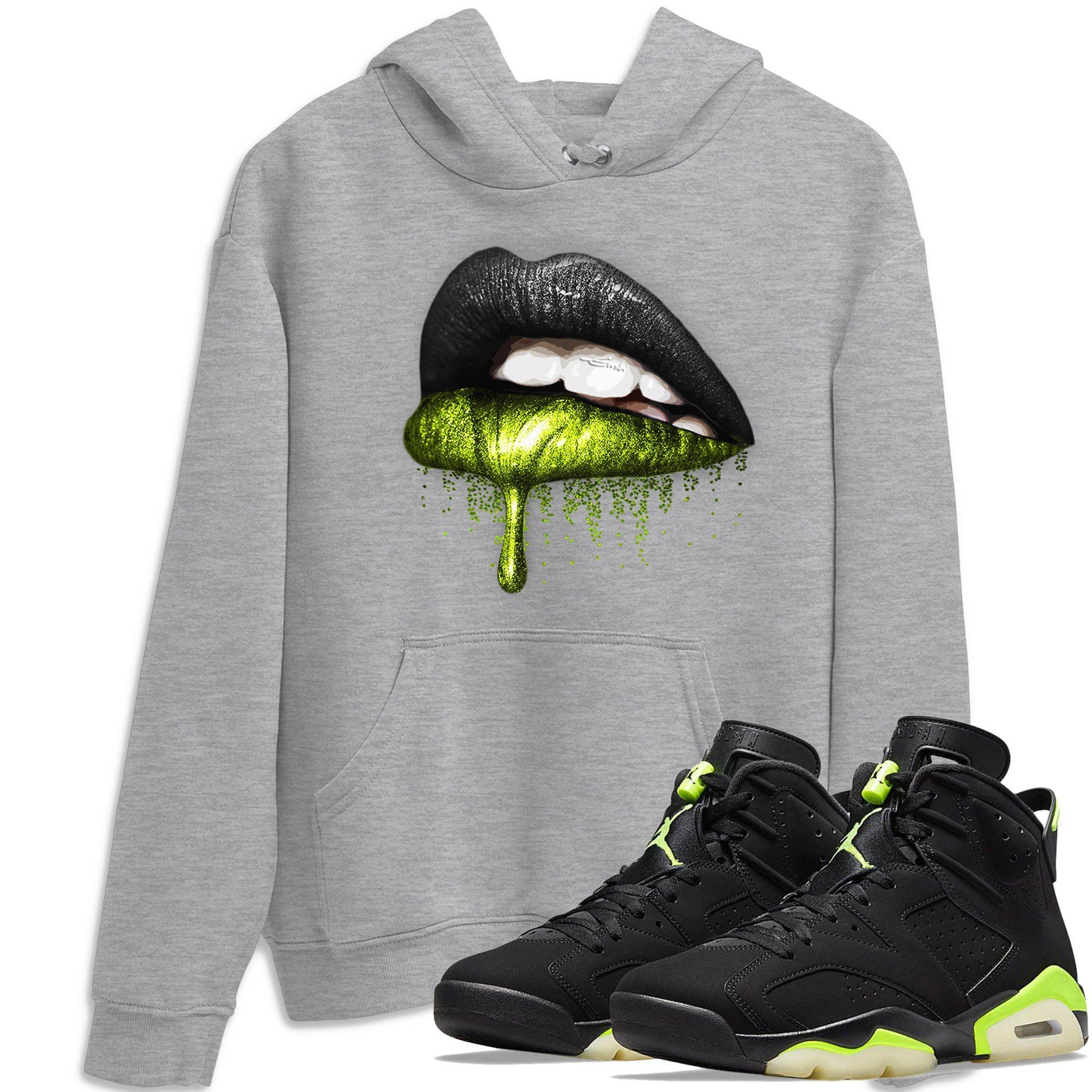 Jordan 6 Electric Green Shirt To Match Jordans Dripping Lips Sneaker Tees Jordan 6 Electric Green Drip Gear Zone Sneaker Matching Clothing Unisex Shirts