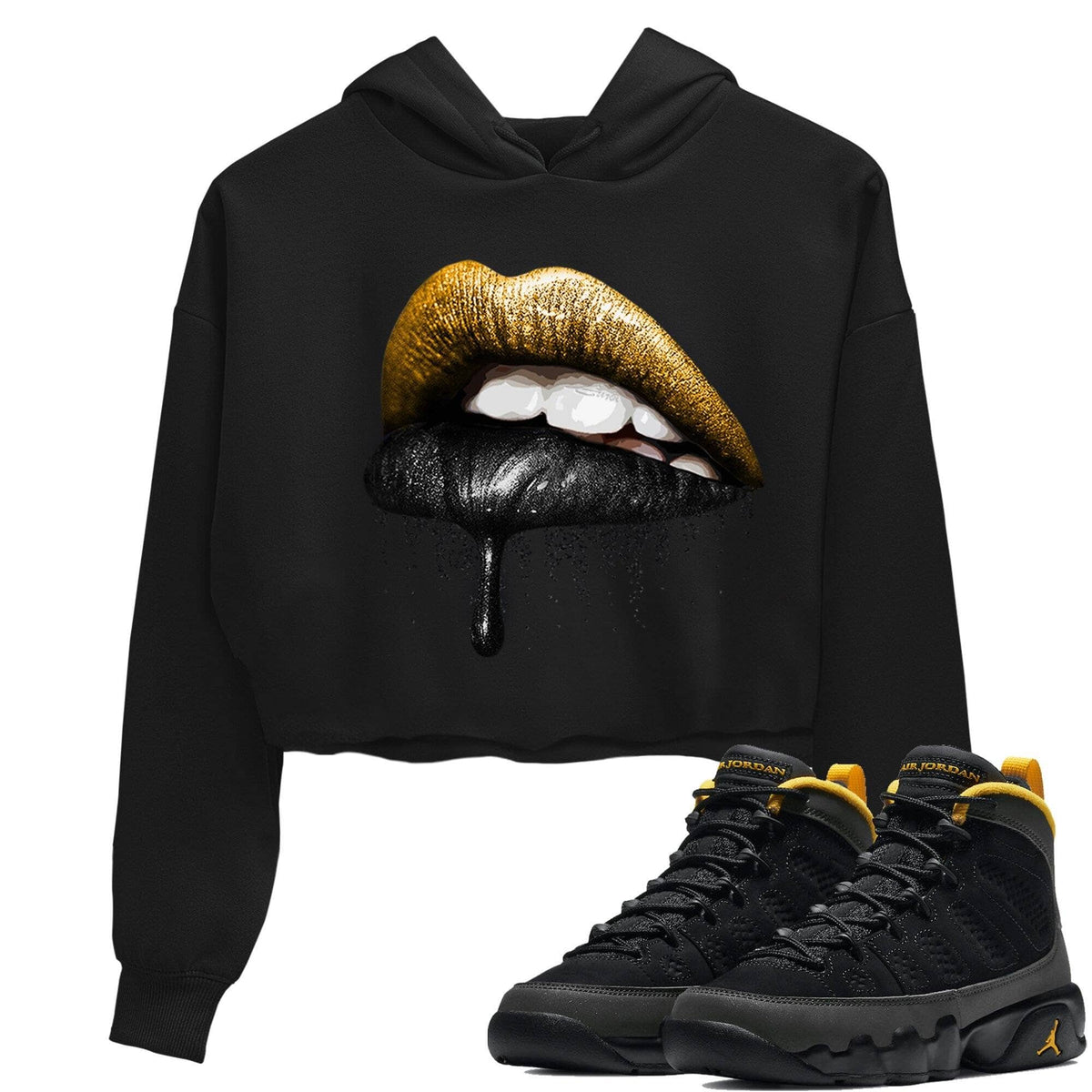 Jordan 9 University Gold Shirt To Match Jordans Dripping Lips Sneaker Tees Jordan 9 University Gold Drip Gear Zone Sneaker Matching Clothing Women's Shirts