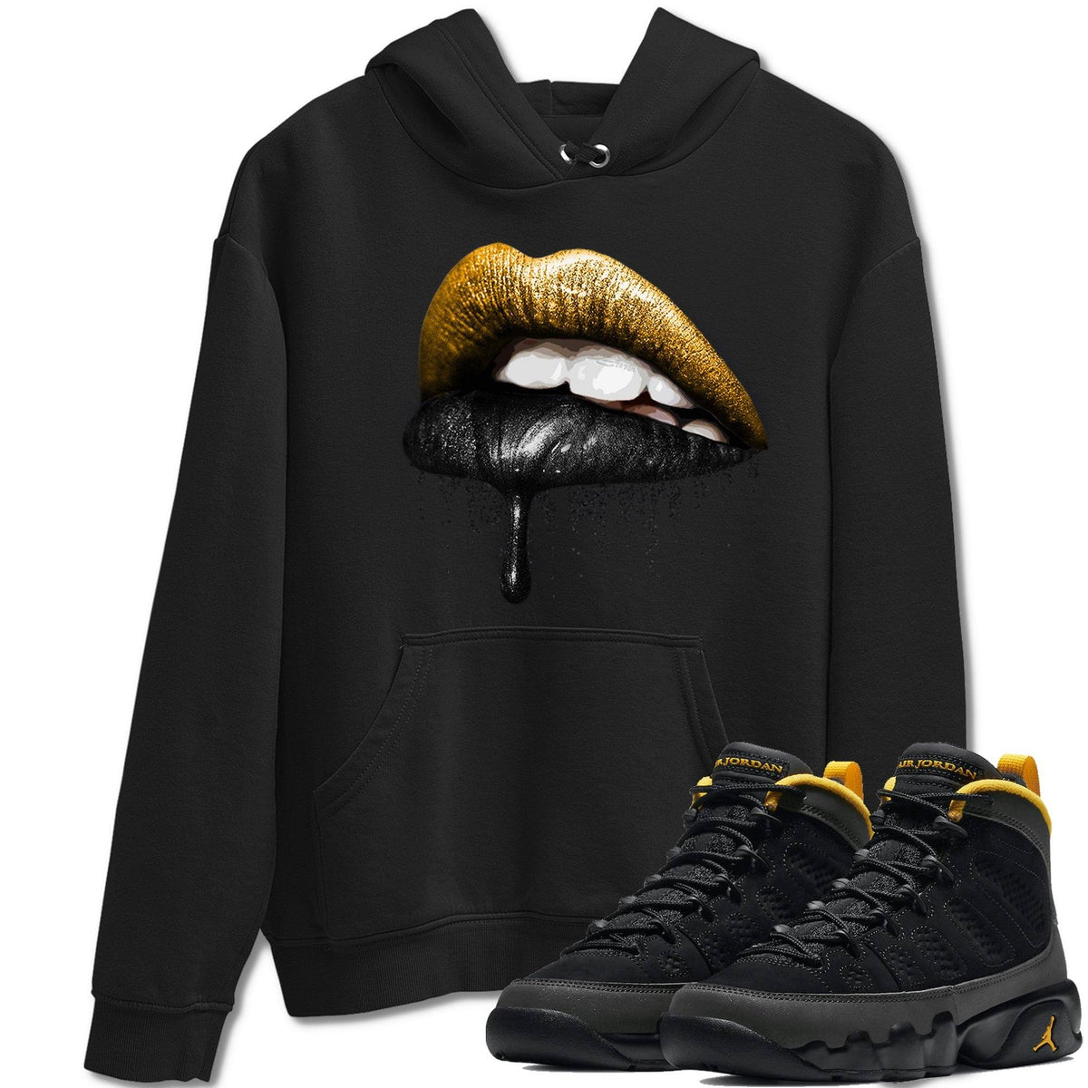 Jordan 9 University Gold Shirt To Match Jordans Dripping Lips Sneaker Tees Jordan 9 University Gold Drip Gear Zone Sneaker Matching Clothing Unisex Shirts