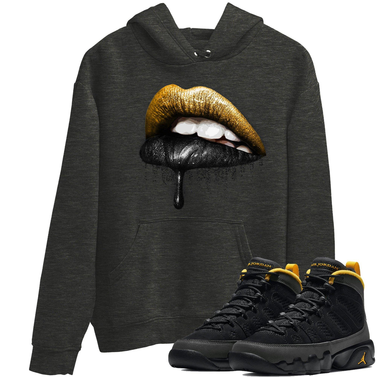 Jordan 9 University Gold Shirt To Match Jordans Dripping Lips Sneaker Tees Jordan 9 University Gold Drip Gear Zone Sneaker Matching Clothing Unisex Shirts