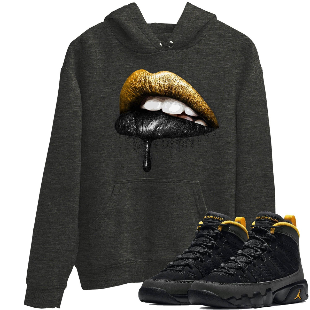 Jordan 9 University Gold Shirt To Match Jordans Dripping Lips Sneaker Tees Jordan 9 University Gold Drip Gear Zone Sneaker Matching Clothing Unisex Shirts