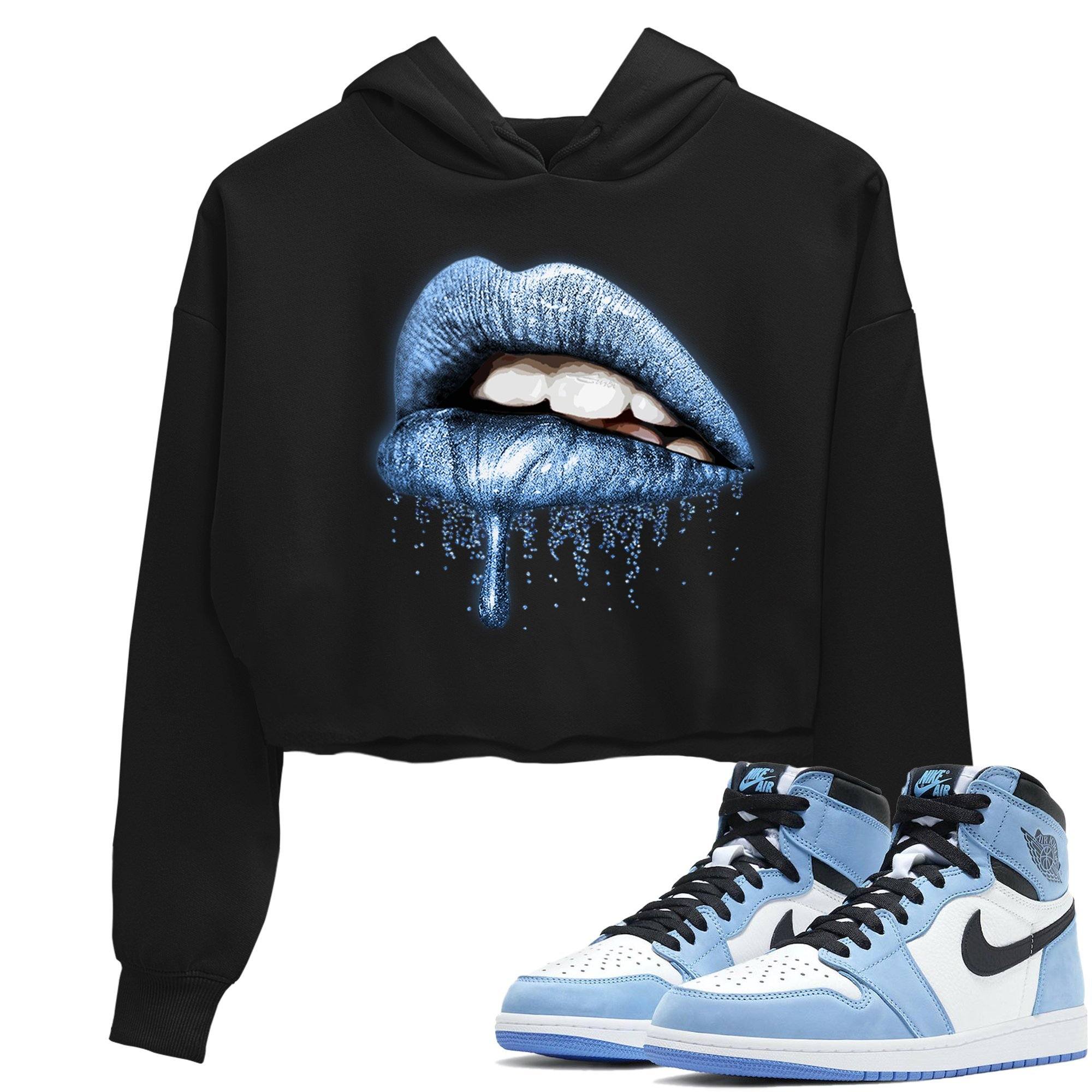Jordan 1 University Blue Sneaker Matching T-Shirt Dripping Lips Sneaker Tees Jordan 1 University Blue Sneaker Release Tees Women's Shirts