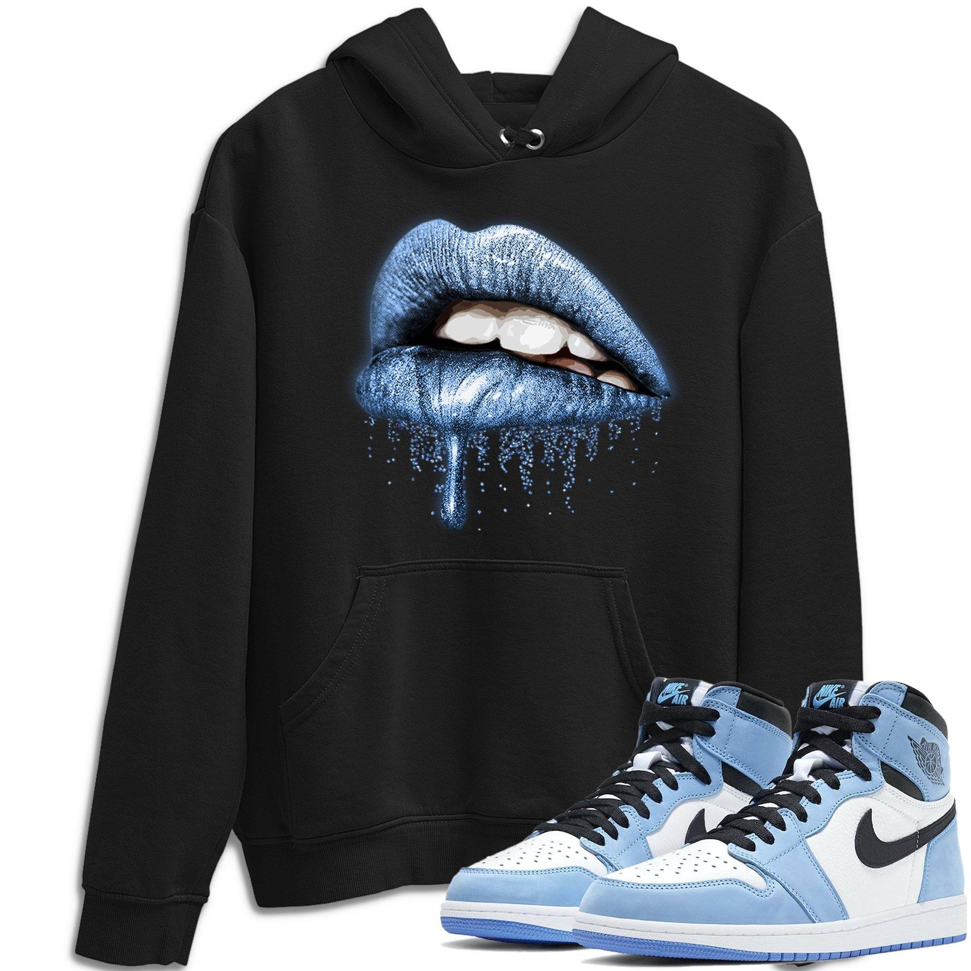 Jordan 1 University Blue Shirt To Match Jordans Dripping Lips Sneaker Tees Jordan 1 University Blue Drip Gear Zone Sneaker Matching Clothing Unisex Shirts