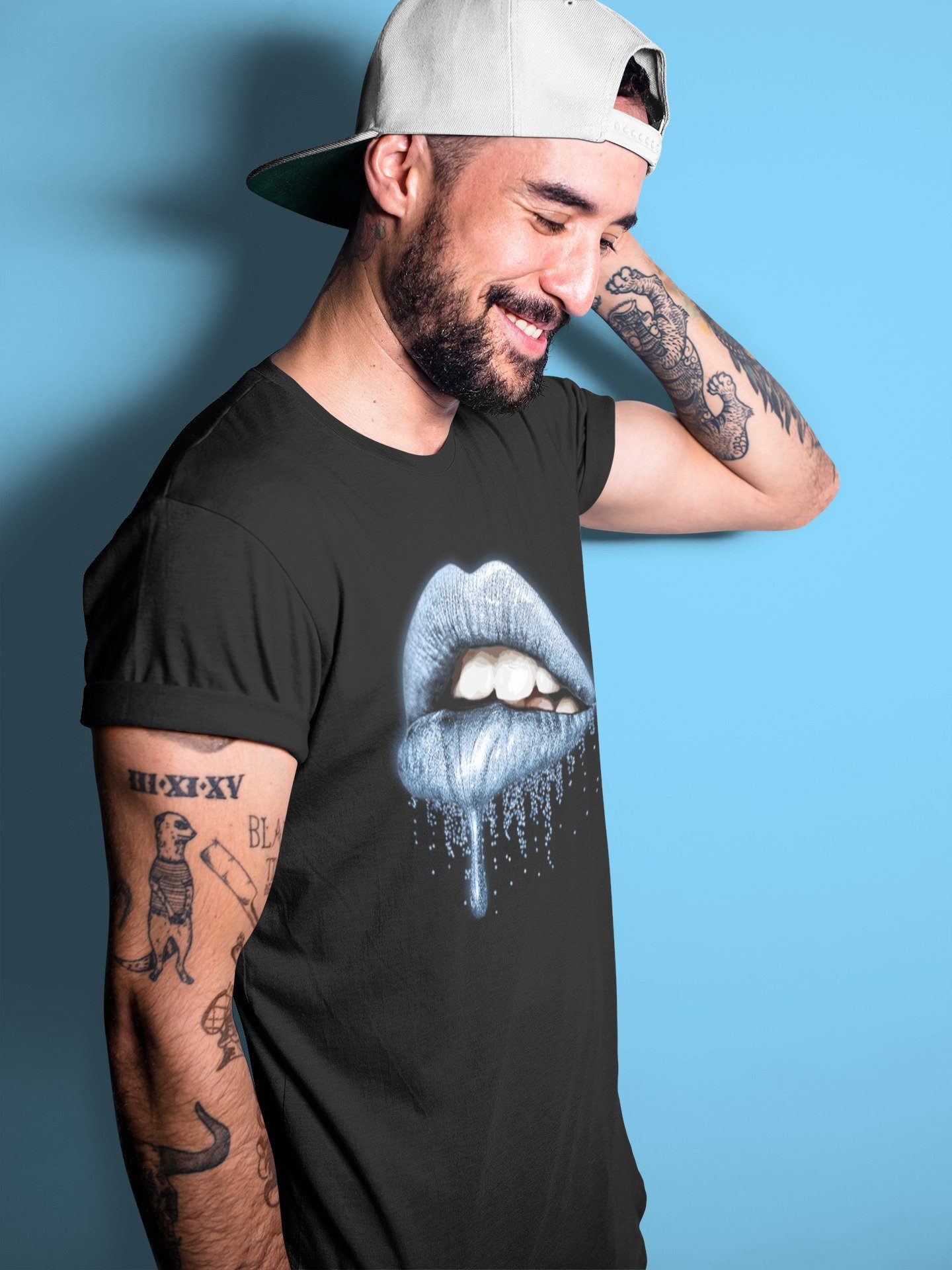 Jordan 1 University Blue Shirt To Match Jordans Dripping Lips Sneaker Tees Jordan 1 University Blue Drip Gear Zone Sneaker Matching Clothing Unisex Shirts