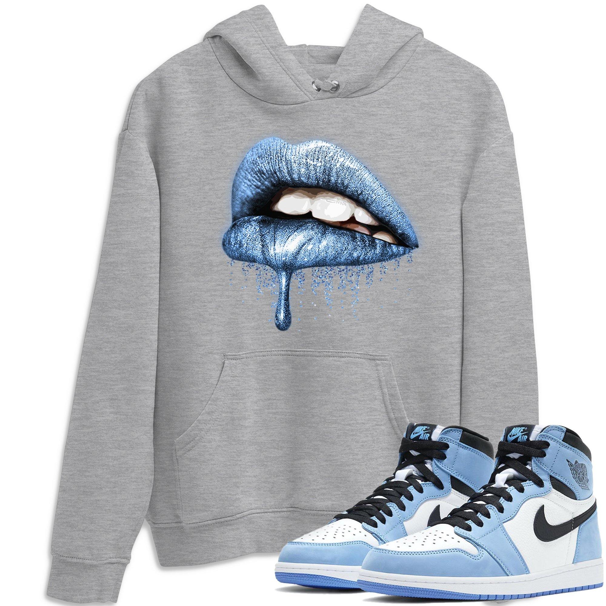 Jordan 1 University Blue Shirt To Match Jordans Dripping Lips Sneaker Tees Jordan 1 University Blue Drip Gear Zone Sneaker Matching Clothing Unisex Shirts