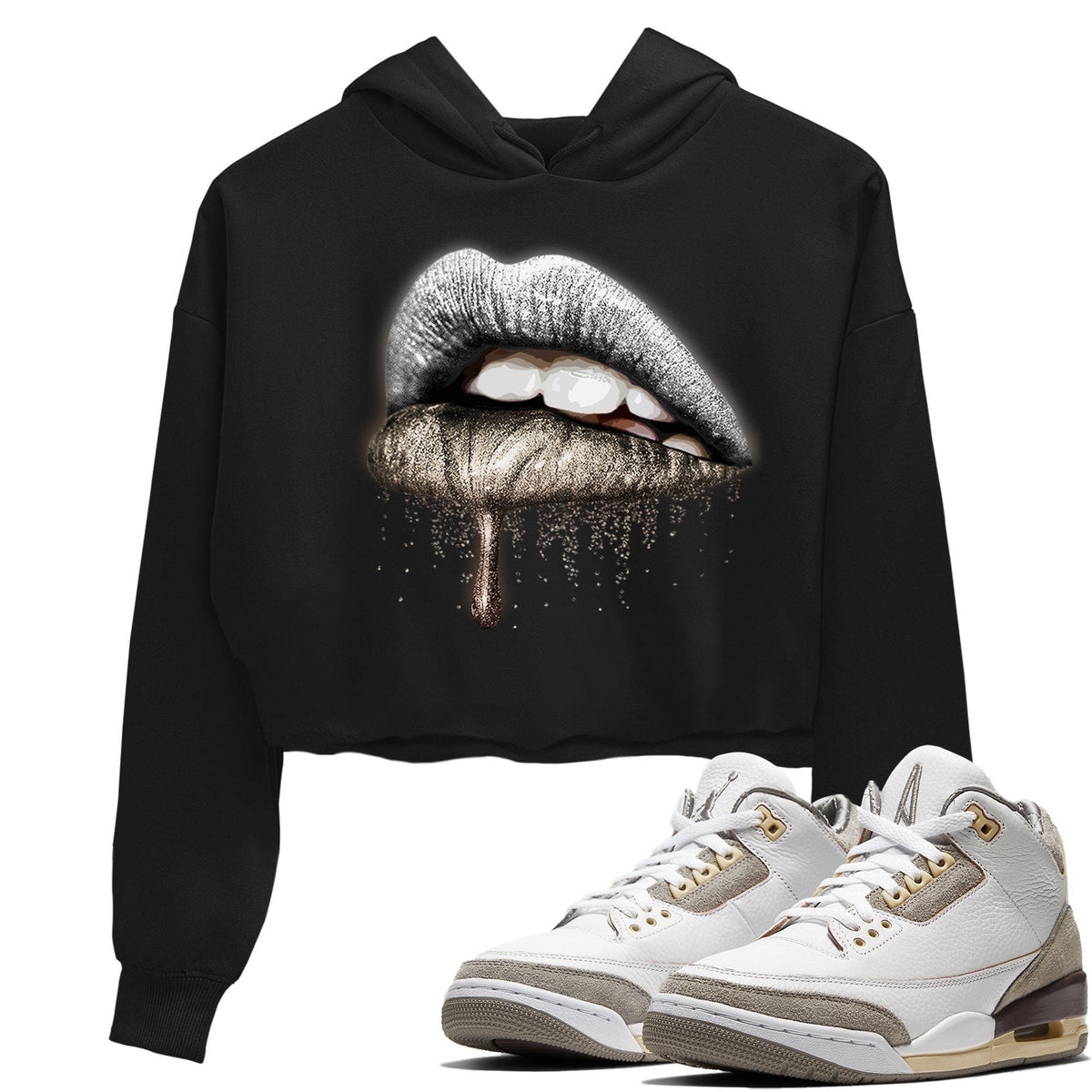 Jordan 3 A Ma Maniere Sneaker Matching T-Shirt Dripping Lips Sneaker Tees Jordan 3 A Ma Maniere Sneaker Release Tees Women's Shirts