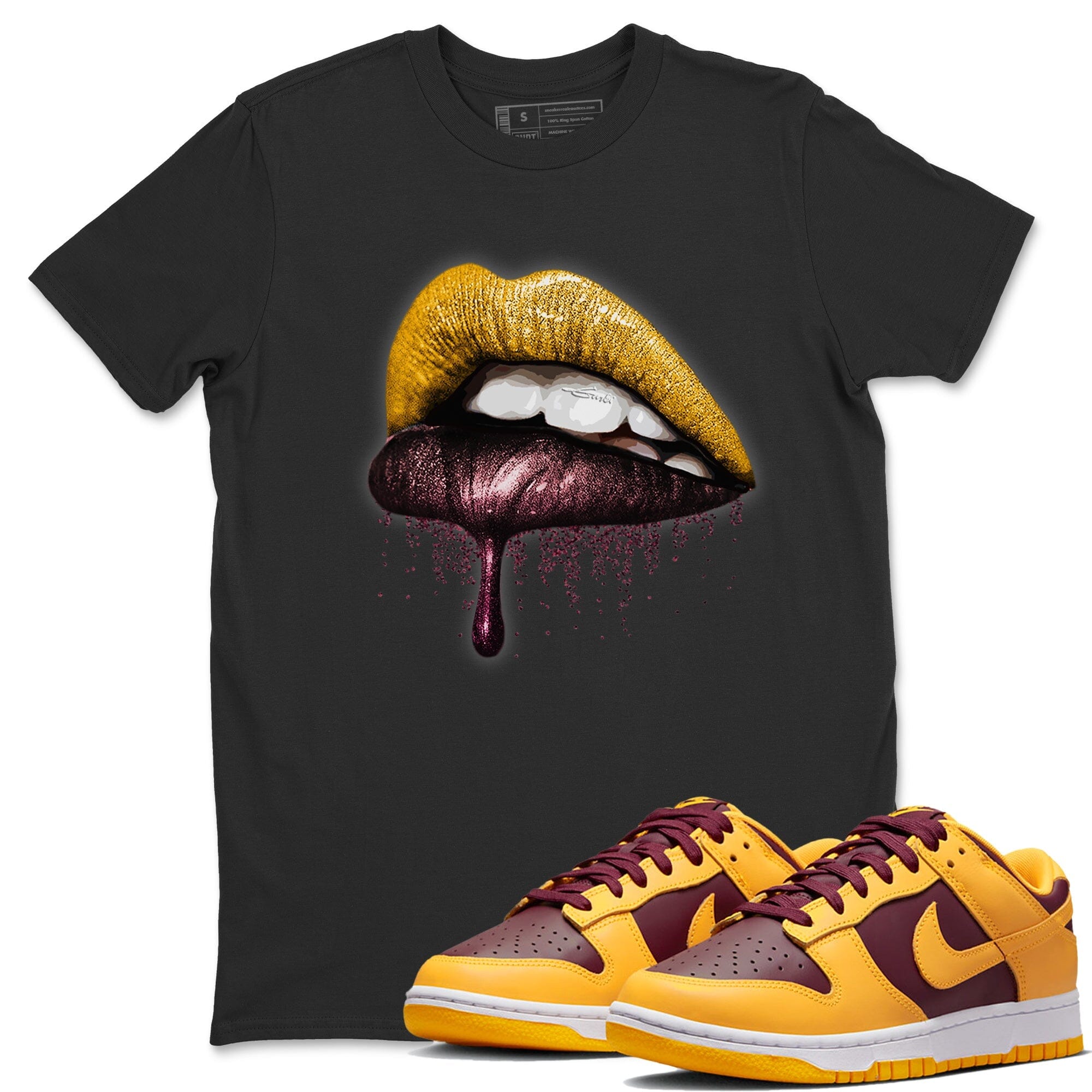 Dunk Arizona State Sneaker Match Tees Dripping Lips Sneaker Tees Dunk Arizona State Jordan to match sneaker T-Shirt Crew Neck Shirts