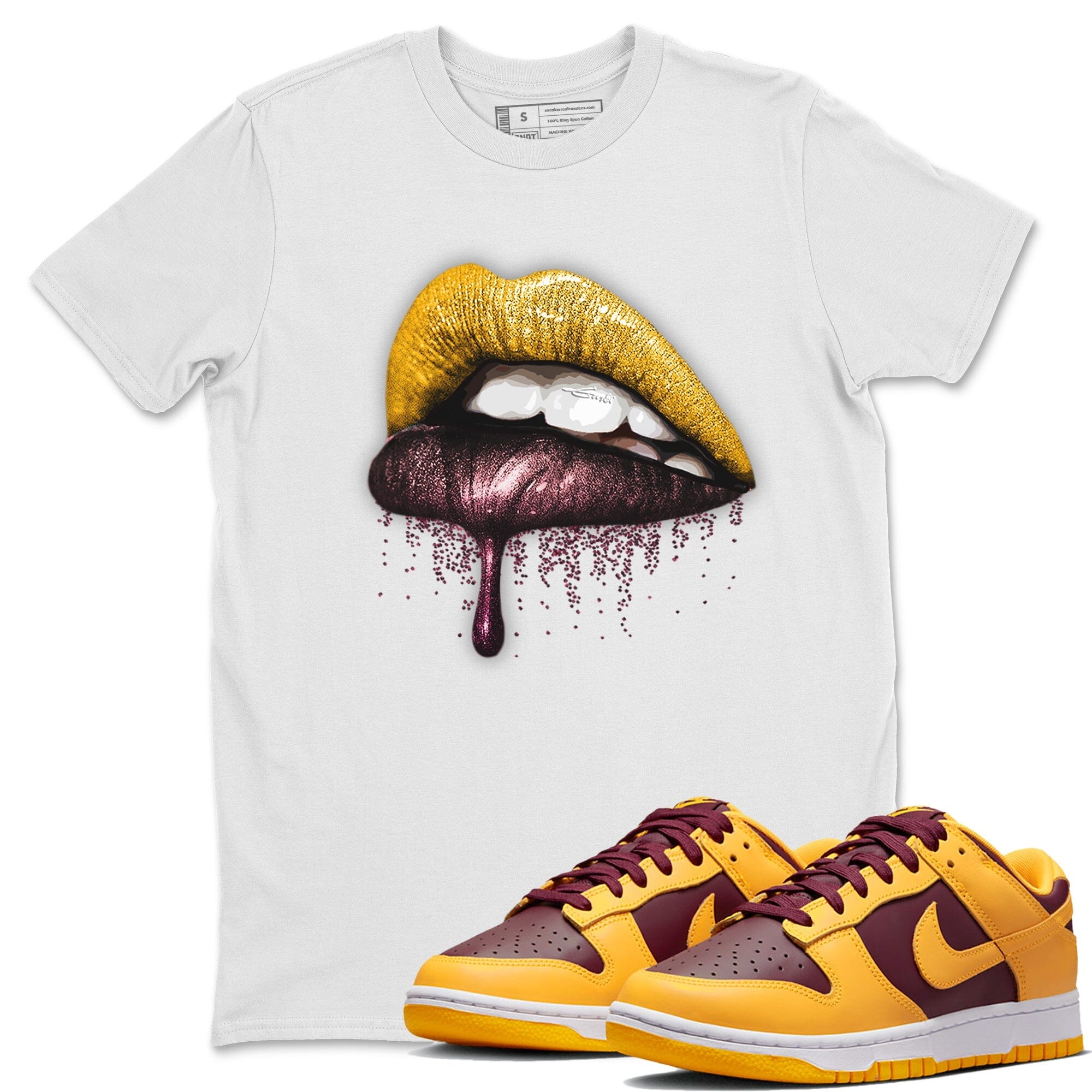 Dunk Arizona State Sneaker Match Tees Dripping Lips Sneaker Tees Dunk Arizona State Jordan to match sneaker T-Shirt Crew Neck Shirts