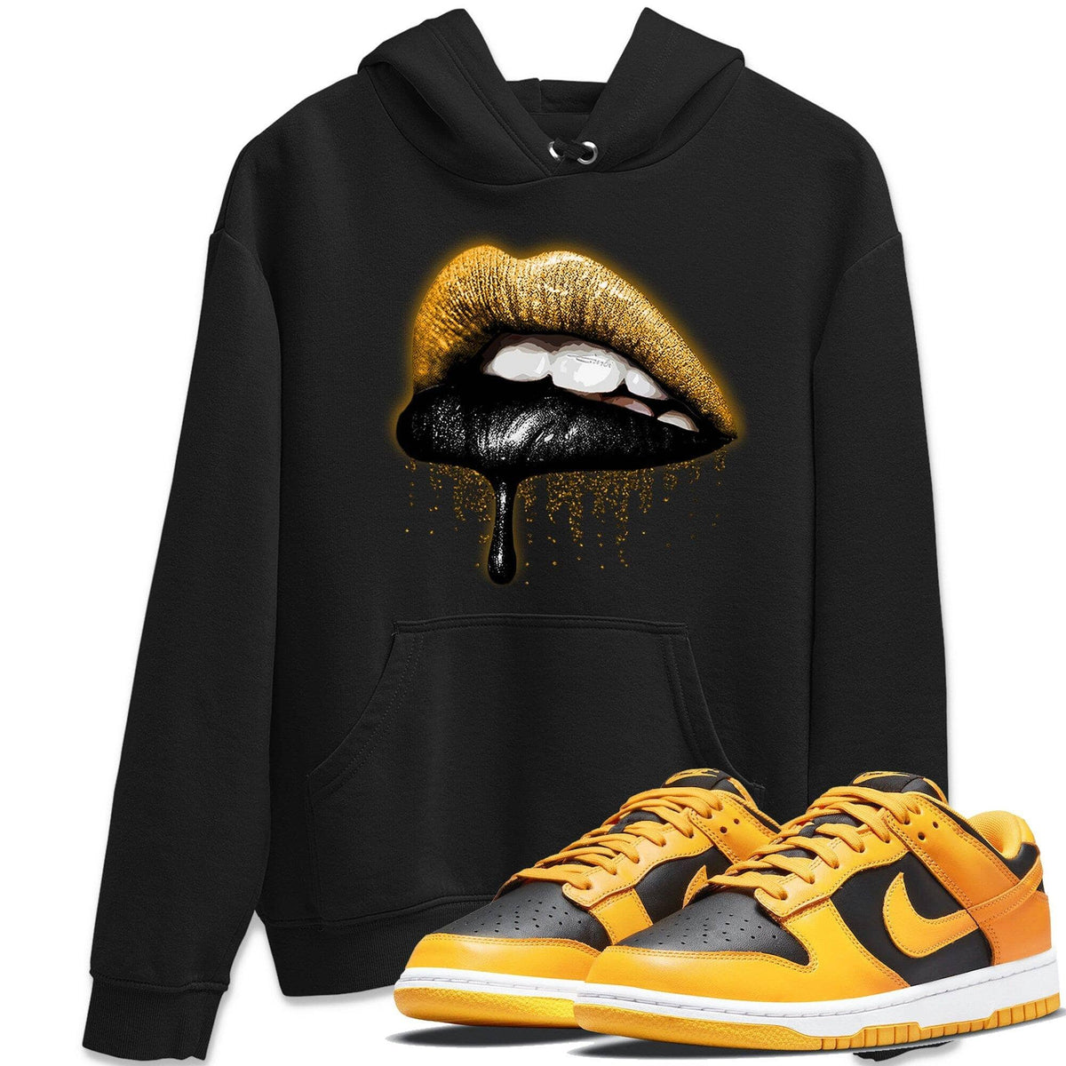Dunk Championship Goldenrod Sneaker Match Tees Dripping Lips Sneaker Tees Dunk Championship Goldenrod Jordan to match sneaker T-Shirt Crew Neck Shirts