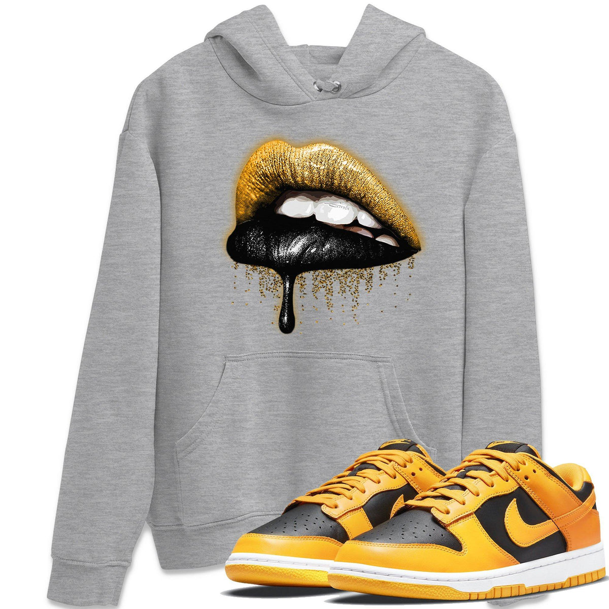 Dunk Championship Goldenrod Sneaker Match Tees Dripping Lips Sneaker Tees Dunk Championship Goldenrod Jordan to match sneaker T-Shirt Crew Neck Shirts