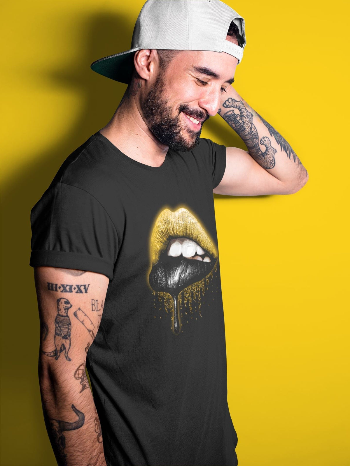 Dunk Championship Goldenrod Sneaker Match Tees Dripping Lips Sneaker Tees Dunk Championship Goldenrod Jordan to match sneaker T-Shirt Crew Neck Shirts