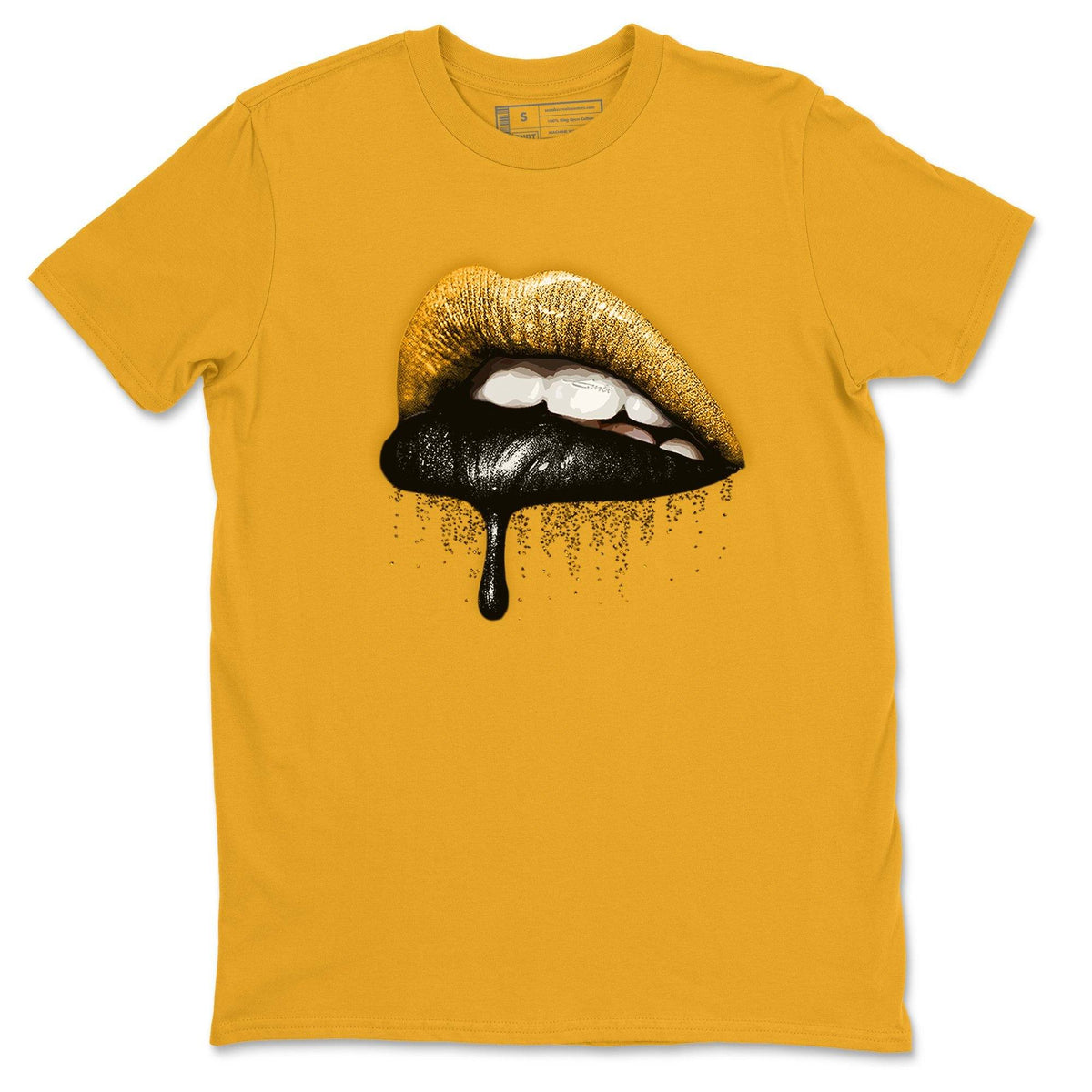 Dunk Championship Goldenrod Sneaker Match Tees Dripping Lips Sneaker Tees Dunk Championship Goldenrod Jordan to match sneaker T-Shirt Crew Neck Shirts