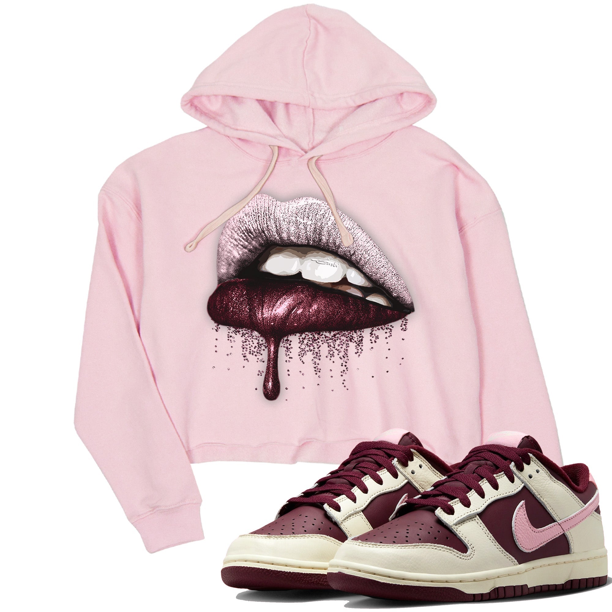 Dunk Valentines Day Sneaker Match Tees Dripping Lips Sneaker Tees Dunk Valentines Day Jordan to match sneaker T-Shirt Women's Shirts