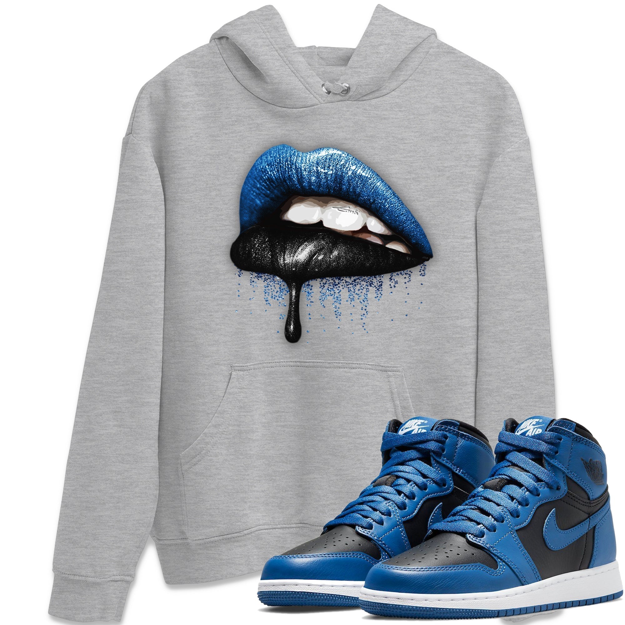 Jordan 1 Dark Marina Blue Sneaker Matching T-Shirt Dripping Lips Sneaker Tees Jordan 1 Dark Marina Blue Sneaker Release Tees Crew Neck Tees