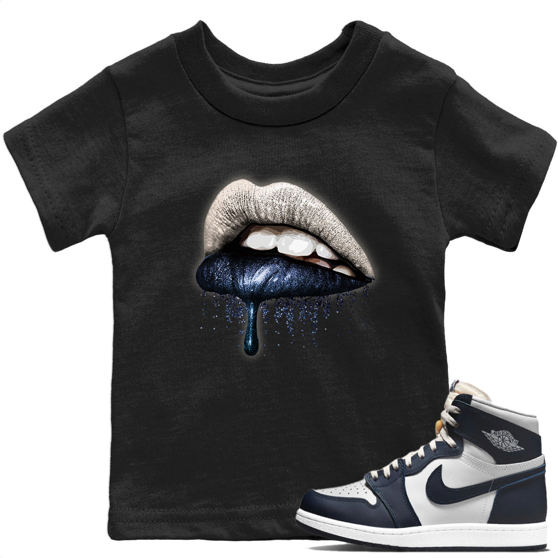 Jordan 1 85 Georgetown Sneaker Match Tees Dripping Lips Sneaker Tees Jordan 1 85 Georgetown Jordan to match sneaker T-Shirt Kids Shirts