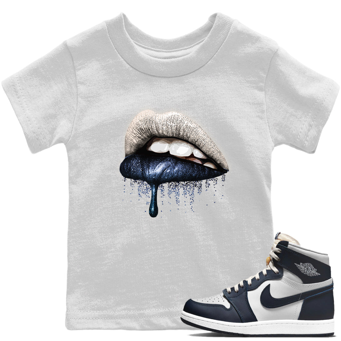 Jordan 1 85 Georgetown Sneaker Match Tees Dripping Lips Sneaker Tees Jordan 1 85 Georgetown Jordan to match sneaker T-Shirt Kids Shirts