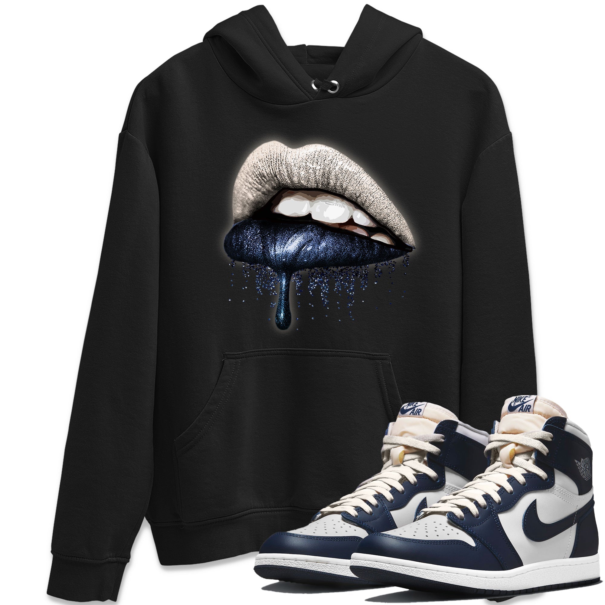 Jordan 1 85 Georgetown Sneaker Match Tees Dripping Lips Sneaker Tees Jordan 1 85 Georgetown Jordan to match sneaker T-Shirt Crew Neck Shirts