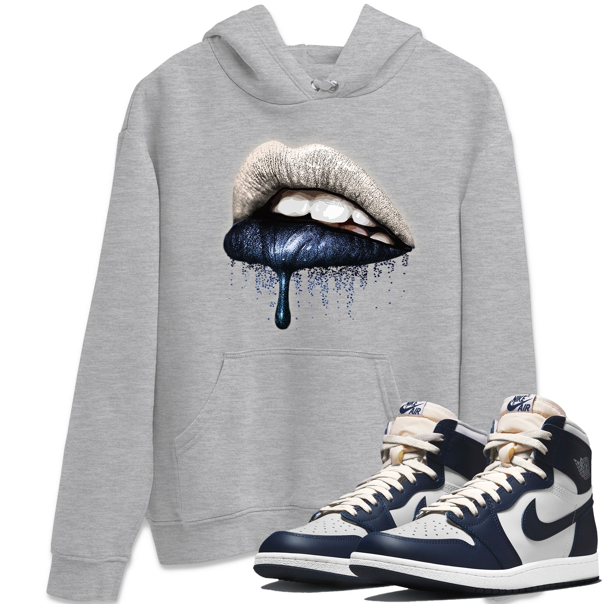 Jordan 1 85 Georgetown Sneaker Match Tees Dripping Lips Sneaker Tees Jordan 1 85 Georgetown Jordan to match sneaker T-Shirt Crew Neck Shirts