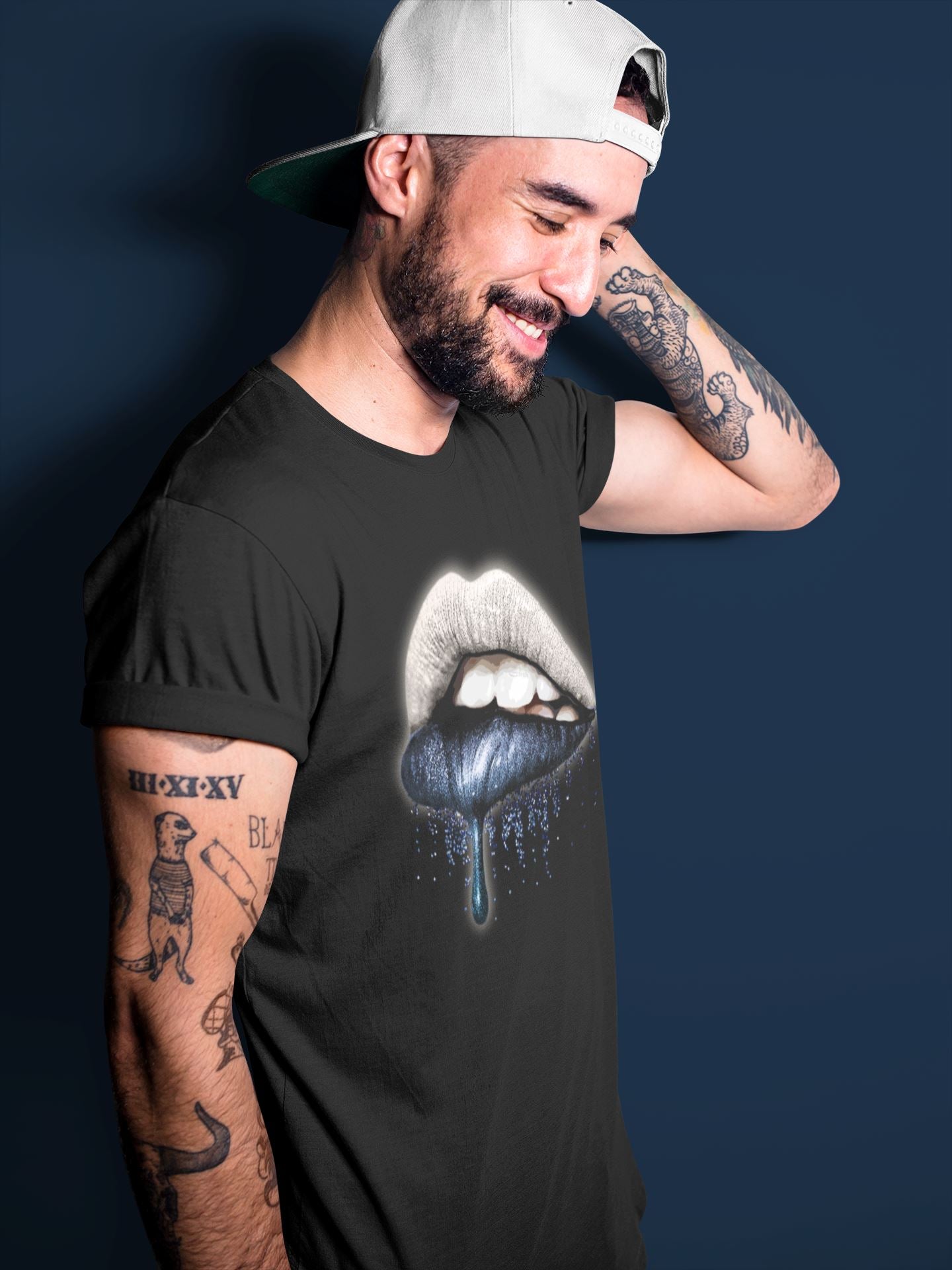 Jordan 1 85 Georgetown Sneaker Match Tees Dripping Lips Sneaker Tees Jordan 1 85 Georgetown Jordan to match sneaker T-Shirt Crew Neck Shirts