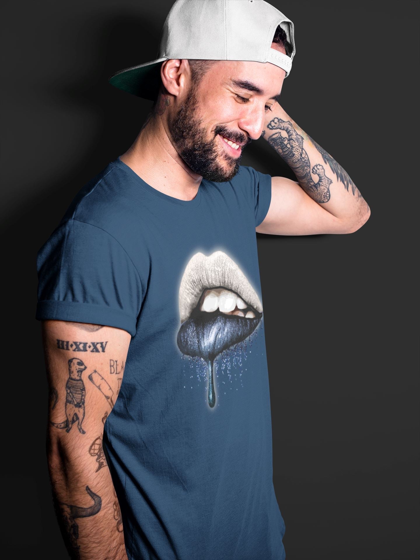 Jordan 1 85 Georgetown Sneaker Match Tees Dripping Lips Sneaker Tees Jordan 1 85 Georgetown Jordan to match sneaker T-Shirt Crew Neck Shirts