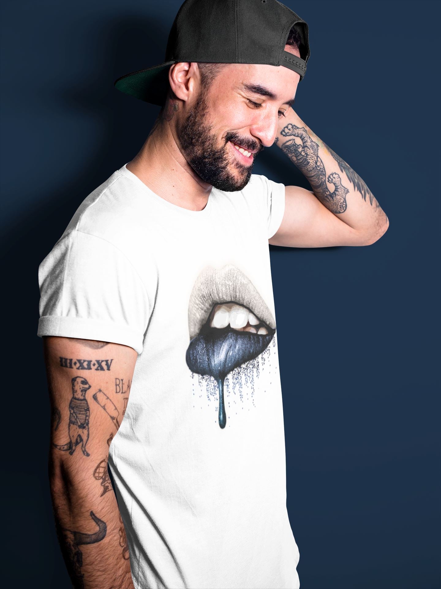 Jordan 1 85 Georgetown Sneaker Match Tees Dripping Lips Sneaker Tees Jordan 1 85 Georgetown Jordan to match sneaker T-Shirt Crew Neck Shirts