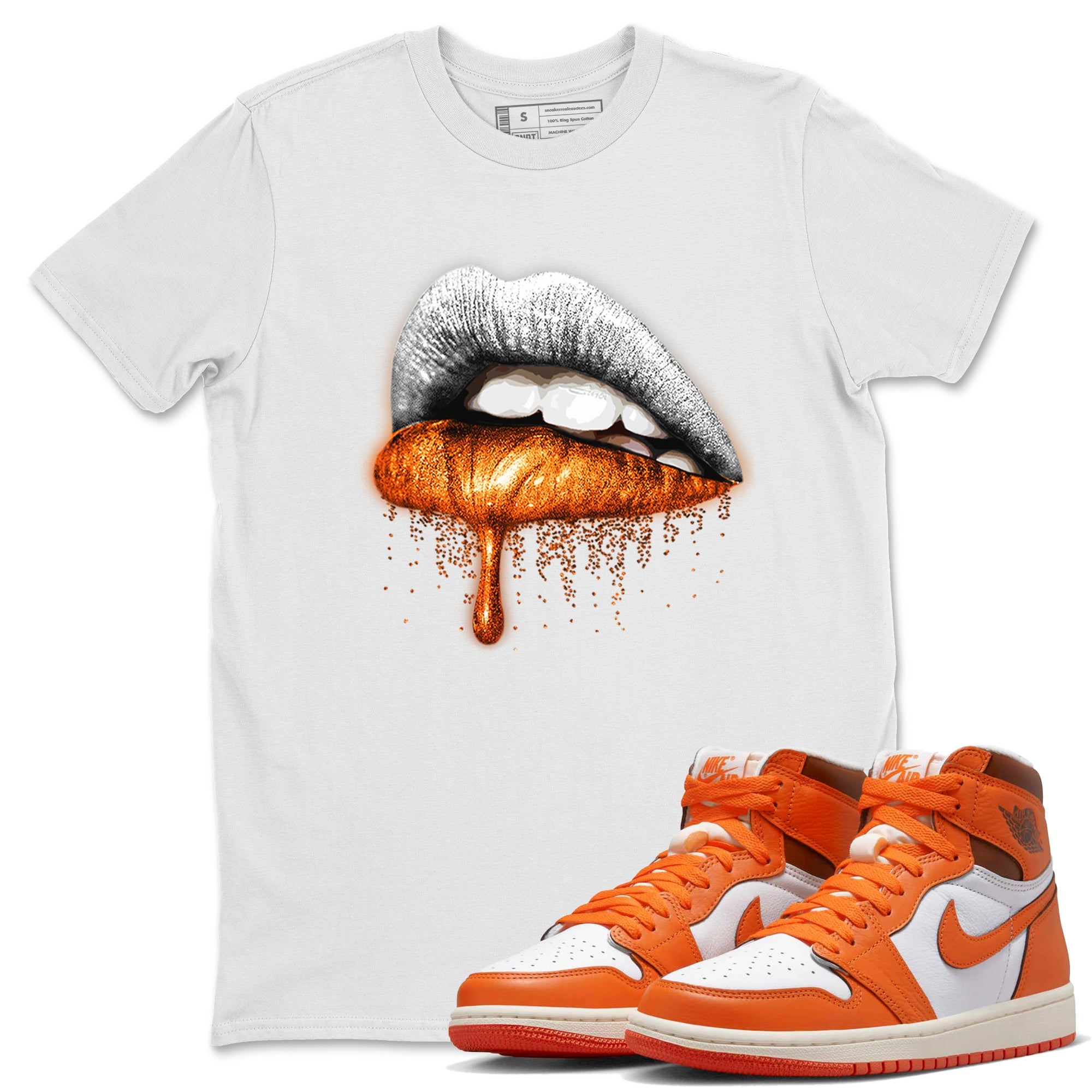 Jordan 1 Starfish Sneaker Matching T-Shirt Dripping Lips Sneaker Tees Jordan 1 Starfish Sneaker Release Tees Crew Neck Tees