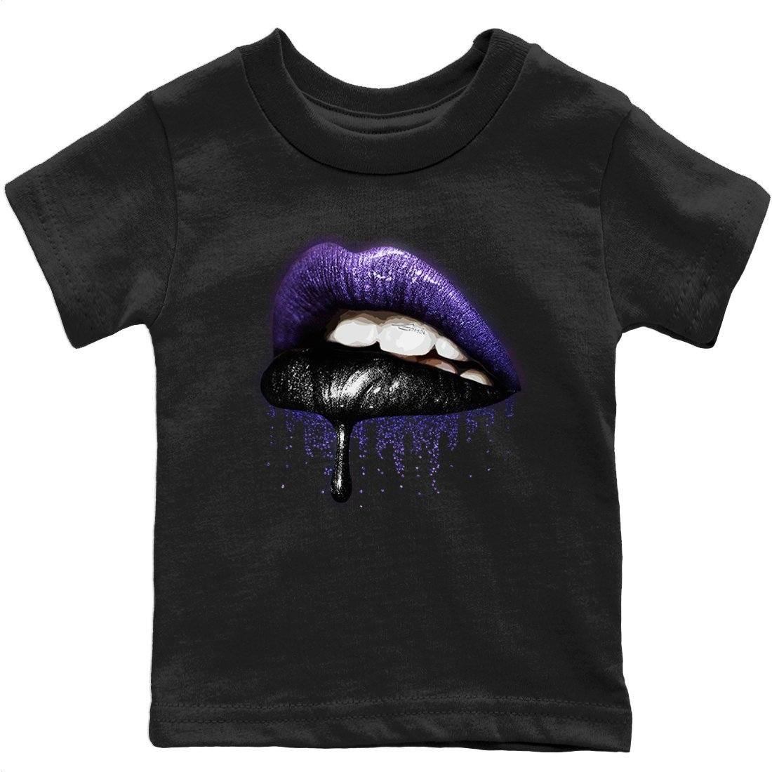 Jordan 13 Court Purple Sneaker Matching T-Shirt Dripping Lips Sneaker Tees Jordan 13 Court Purple Sneaker Release Tees Kids Shirts