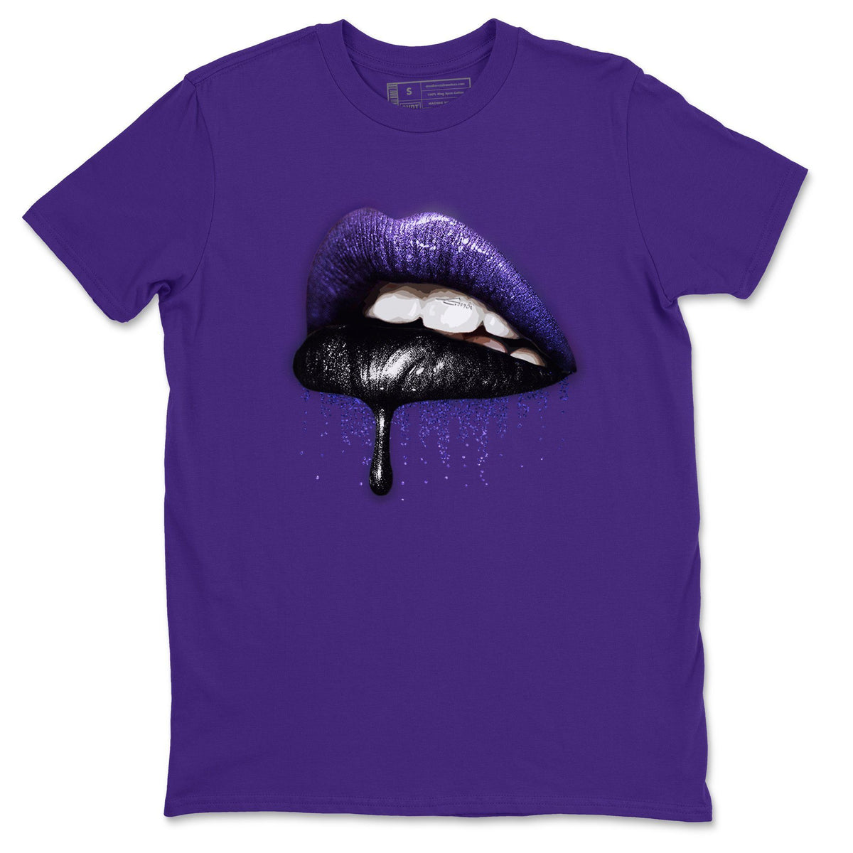 Jordan 13 Court Purple Sneaker Matching T-Shirt Dripping Lips Sneaker Tees Jordan 13 Court Purple Sneaker Release Tees Crew Neck Tees