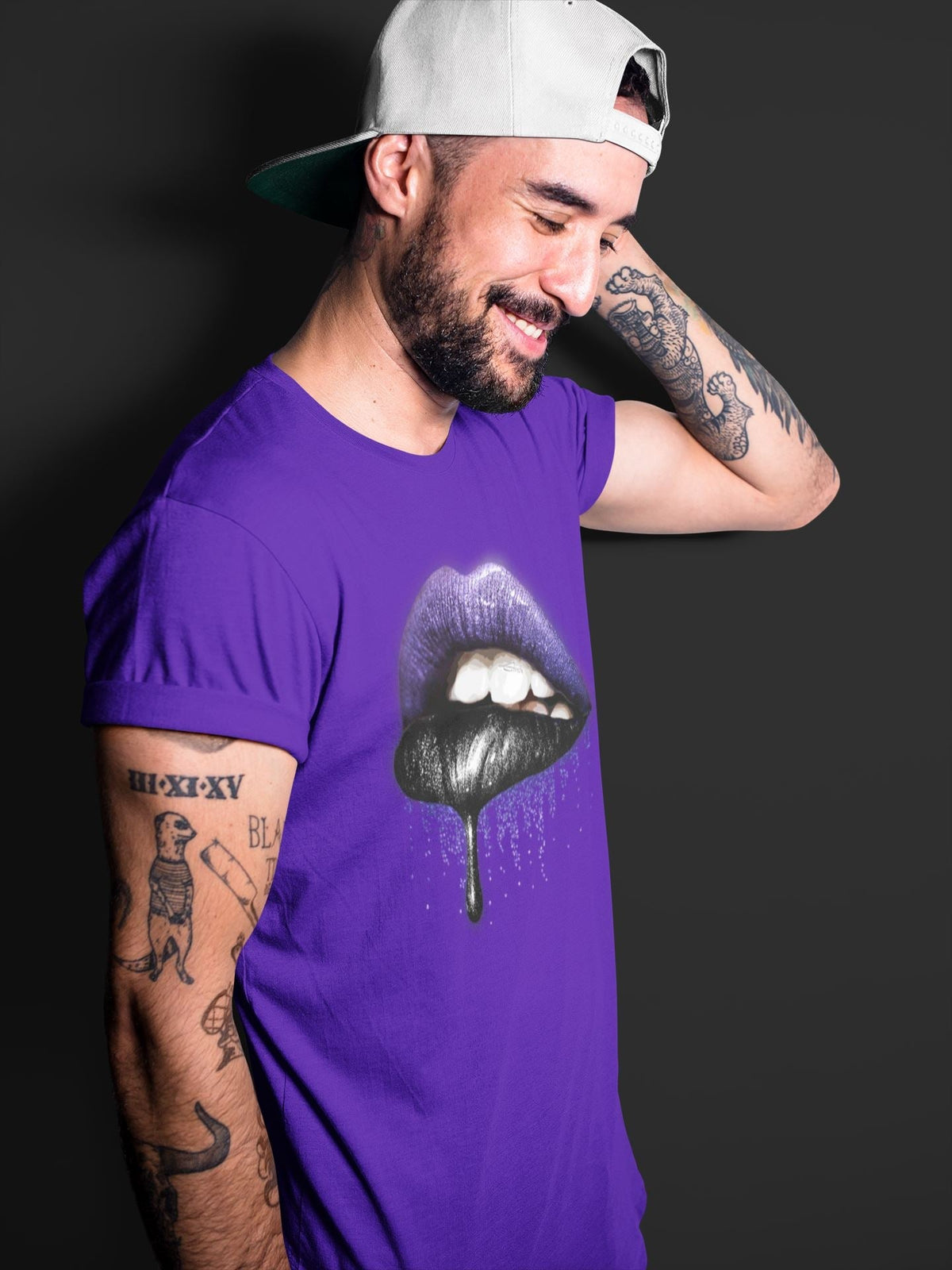 Jordan 13 Court Purple Sneaker Matching T-Shirt Dripping Lips Sneaker Tees Jordan 13 Court Purple Sneaker Release Tees Crew Neck Tees