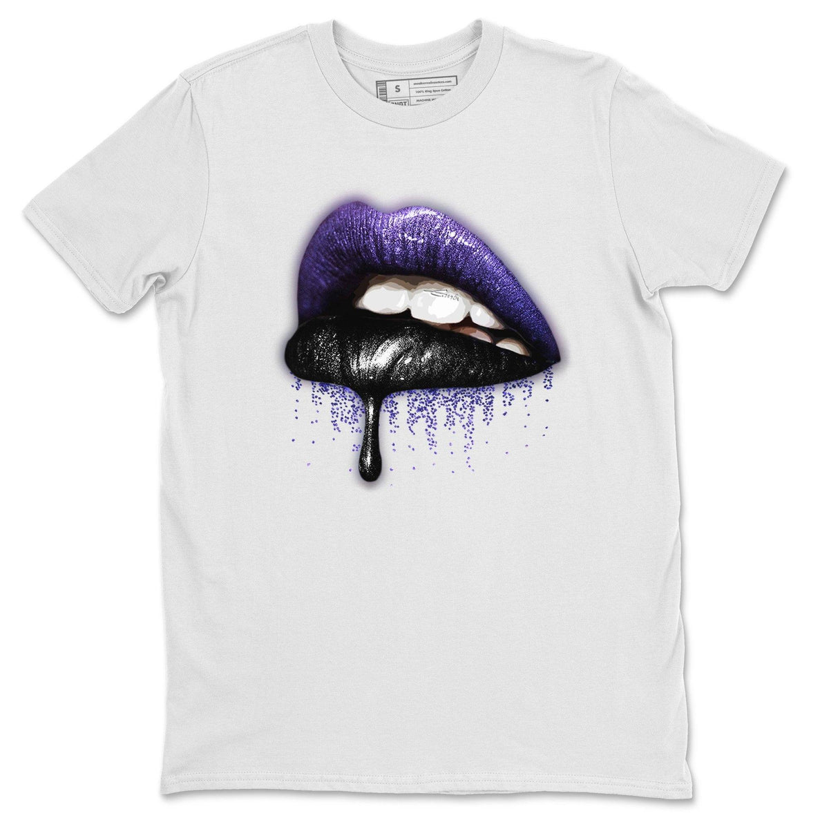 Jordan 13 Court Purple Sneaker Matching T-Shirt Dripping Lips Sneaker Tees Jordan 13 Court Purple Sneaker Release Tees Crew Neck Tees