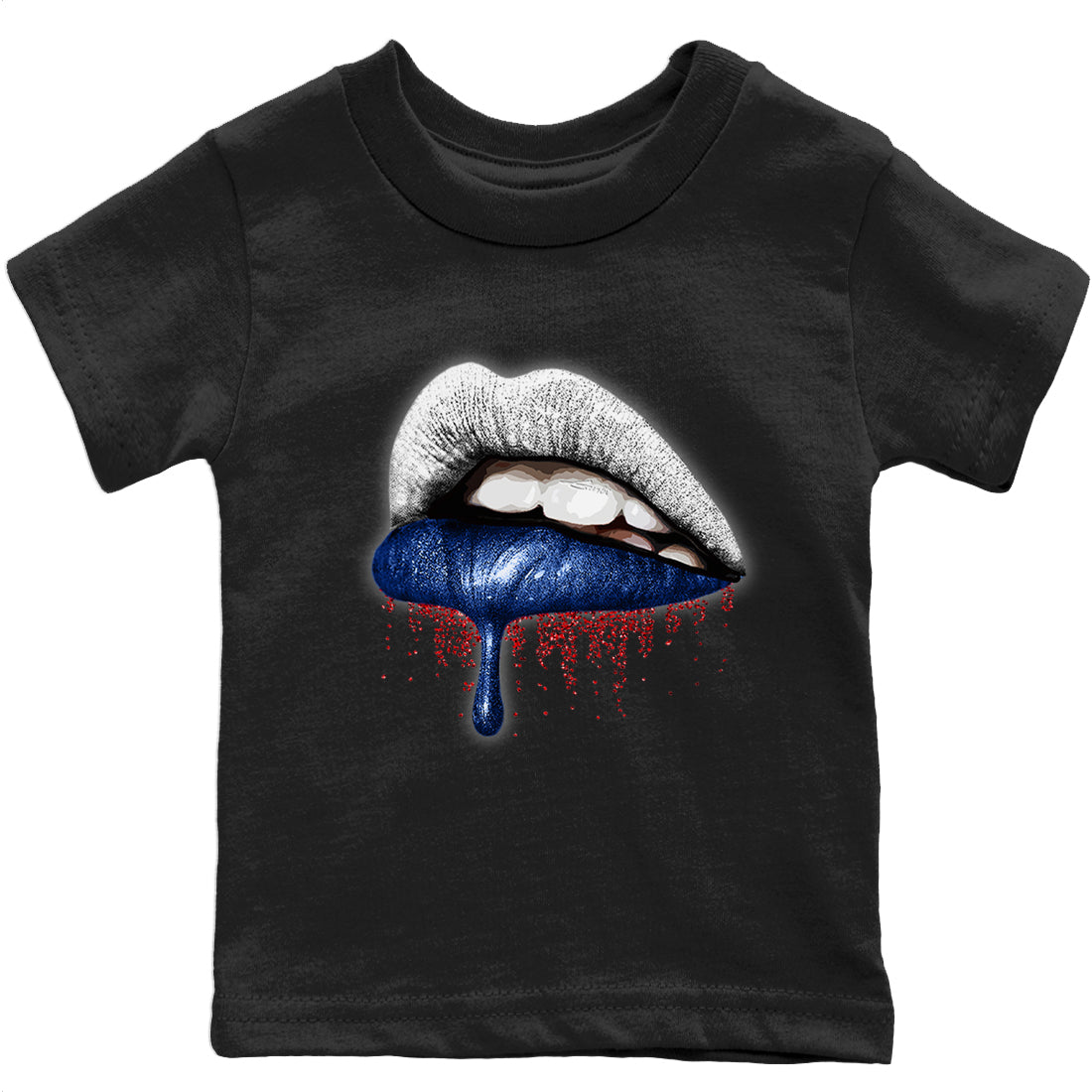 Jordan 13 French Blue Sneaker Matching T-Shirt Dripping Lips Sneaker Tees Jordan 13 French Blue Sneaker Release Tees Kids Shirts