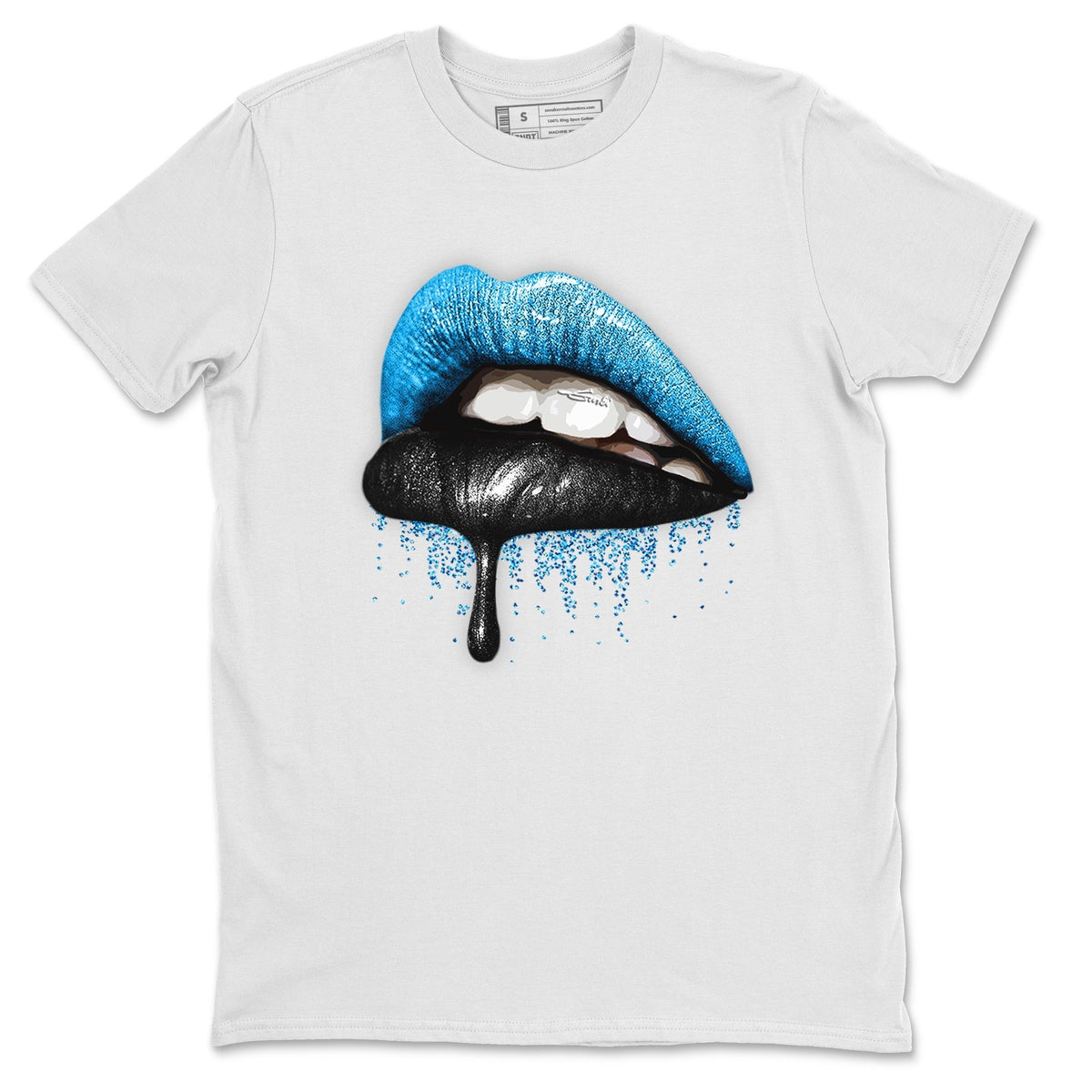 Jordan 13 UNC Sneaker Matching T-Shirt Dripping Lips Sneaker Tees Jordan 13 UNC Sneaker Release Tees Crew Neck Tees