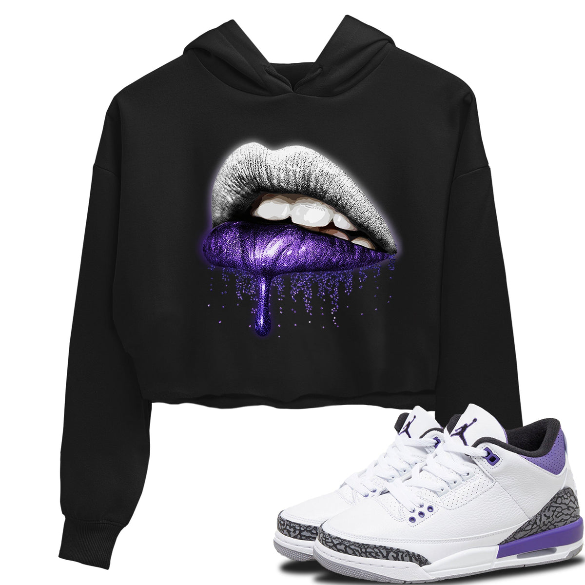 Jordan 3 Dark Iris Sneaker Matching T-Shirt Dripping Lips Sneaker Tees Jordan 3 Dark Iris Sneaker Release Tees Women's Shirts