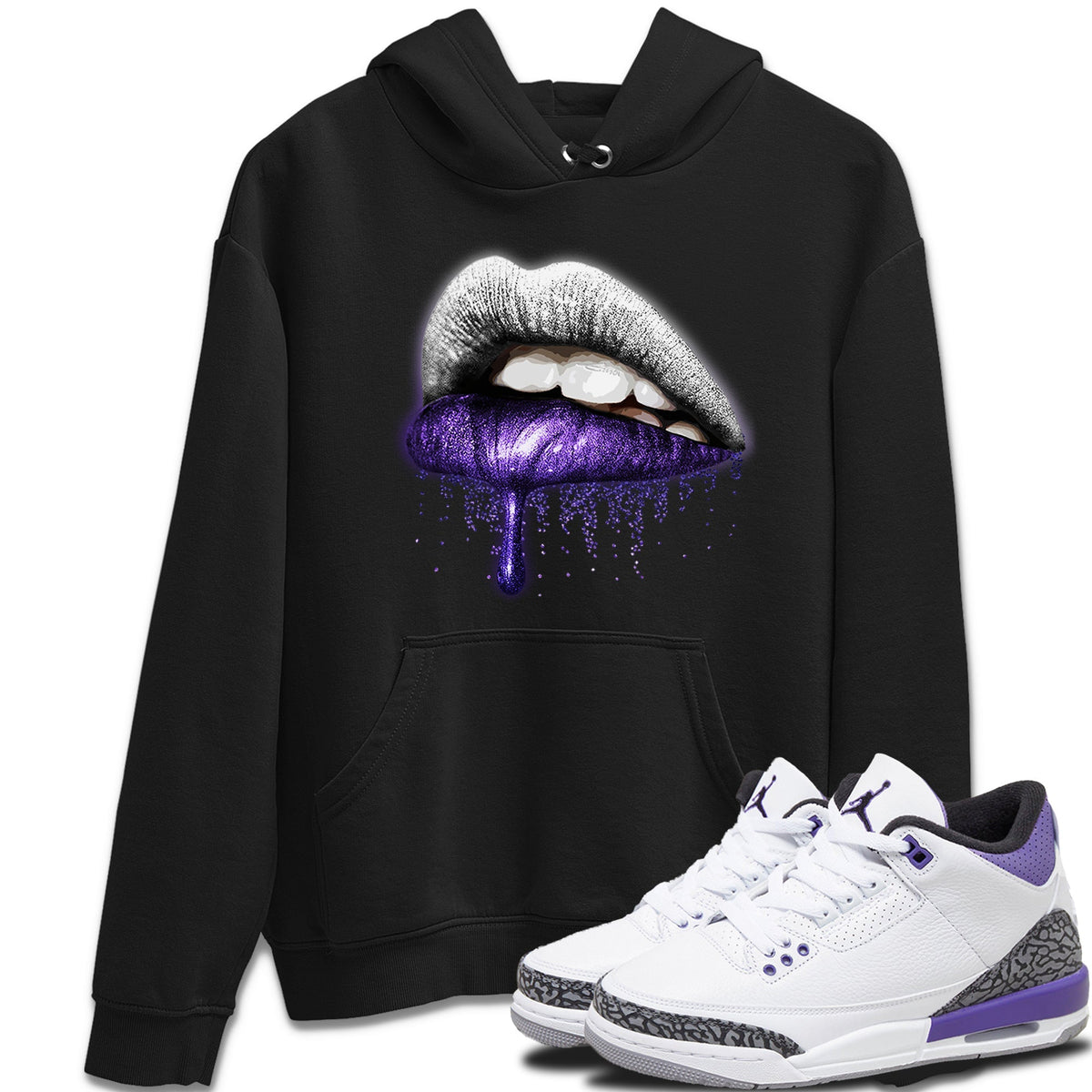 Jordan 3 Dark Iris Sneaker Matching T-Shirt Dripping Lips Sneaker Tees Jordan 3 Dark Iris Sneaker Release Tees Crew Neck Tees