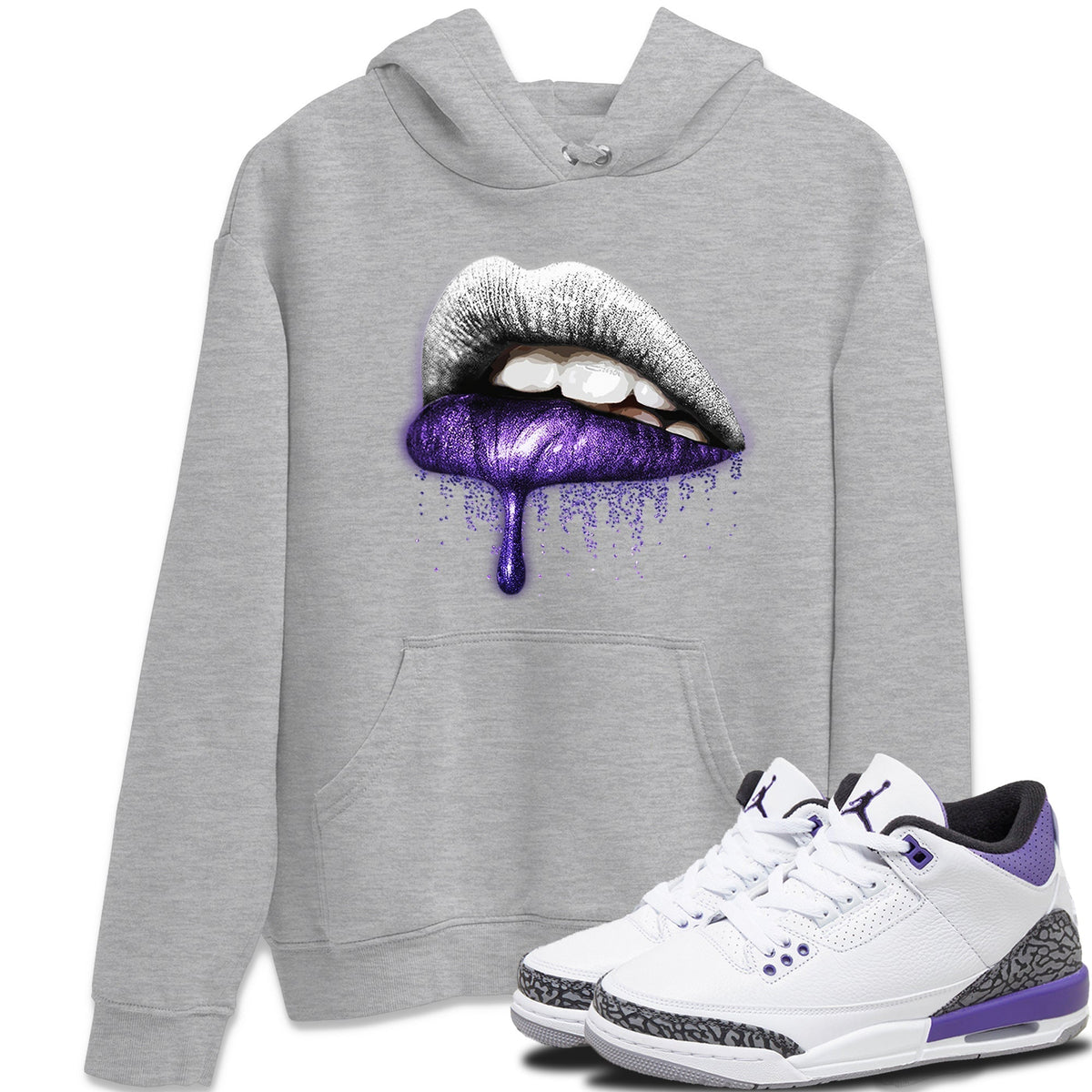 Jordan 3 Dark Iris Sneaker Matching T-Shirt Dripping Lips Sneaker Tees Jordan 3 Dark Iris Sneaker Release Tees Crew Neck Tees