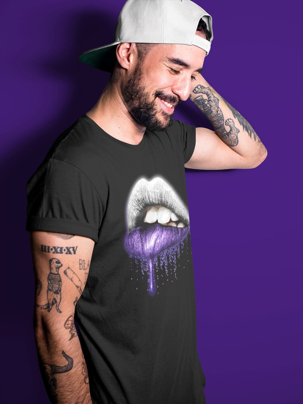 Jordan 3 Dark Iris Sneaker Matching T-Shirt Dripping Lips Sneaker Tees Jordan 3 Dark Iris Sneaker Release Tees Crew Neck Tees