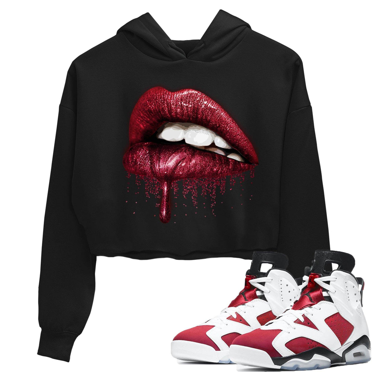 Jordan 6 Carmine Sneaker Matching T-Shirt Dripping Lips Sneaker Tees Jordan 6 Carmine Sneaker Release Tees Women's Shirts