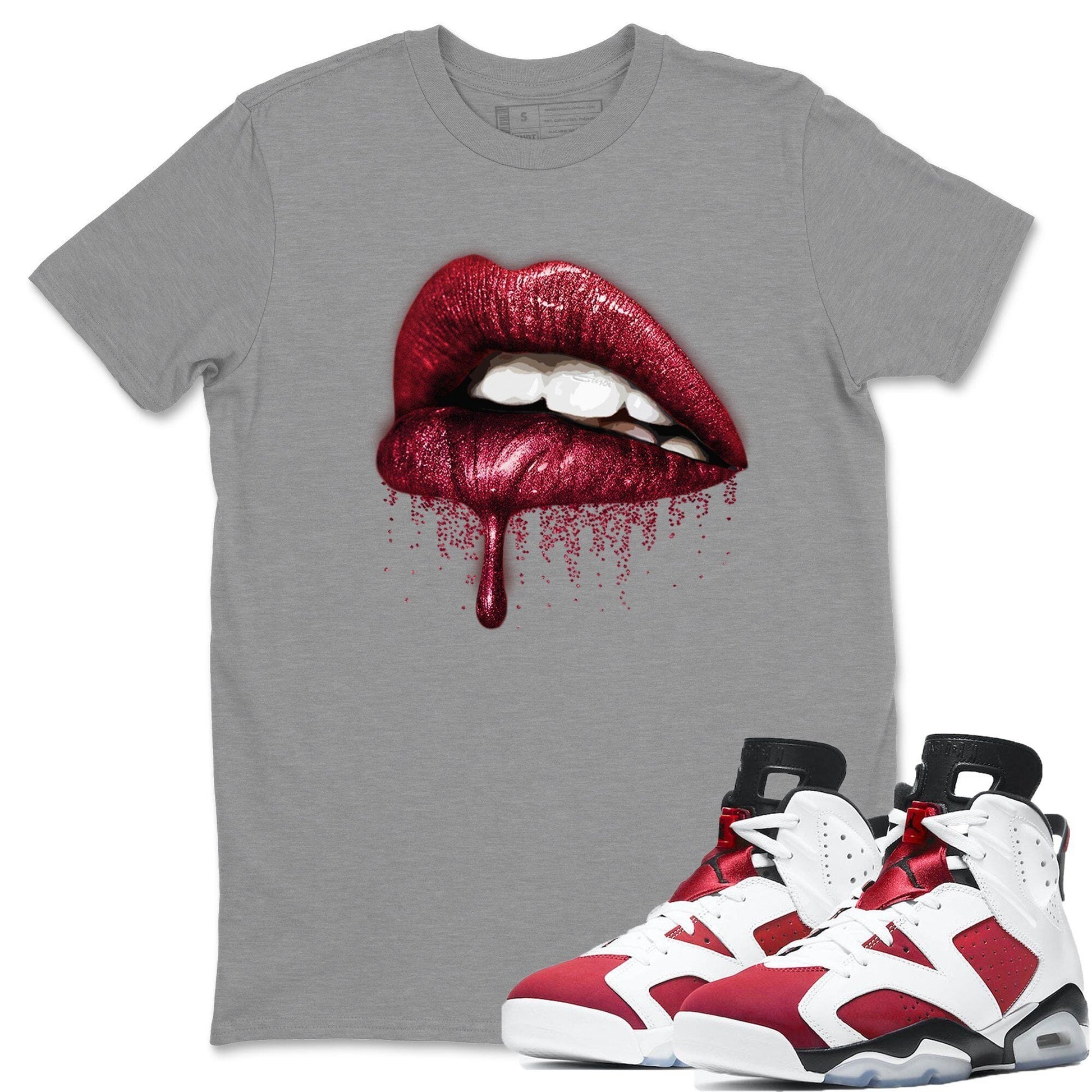 Jordan 6 Carmine Shirt To Match Jordans Dripping Lips Sneaker Tees Jordan 6 Carmine Drip Gear Zone Sneaker Matching Clothing Unisex Shirts