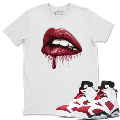 Jordan 6 Carmine Shirt To Match Jordans Dripping Lips Sneaker Tees Jordan 6 Carmine Drip Gear Zone Sneaker Matching Clothing Unisex Shirts