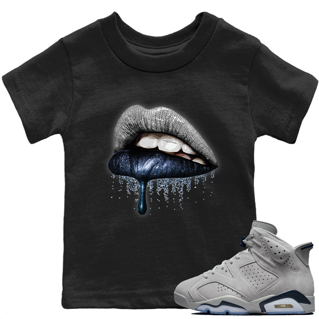 Jordan 6 Georgetown Sneaker Matching T-Shirt Dripping Lips Sneaker Tees Jordan 6 Georgetown Sneaker Release Tees Kids Shirts