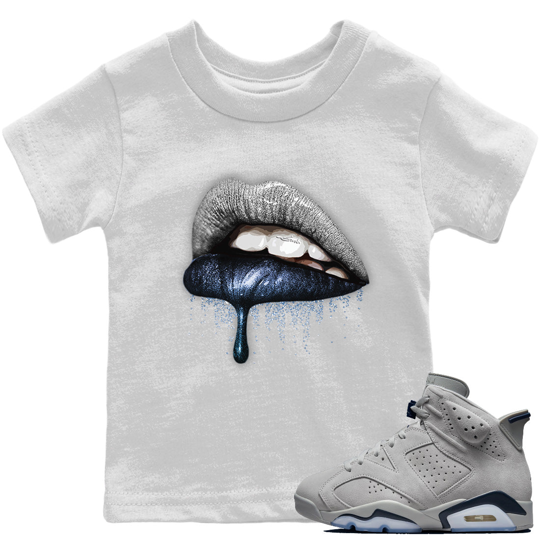 Jordan 6 Georgetown Sneaker Matching T-Shirt Dripping Lips Sneaker Tees Jordan 6 Georgetown Sneaker Release Tees Kids Shirts